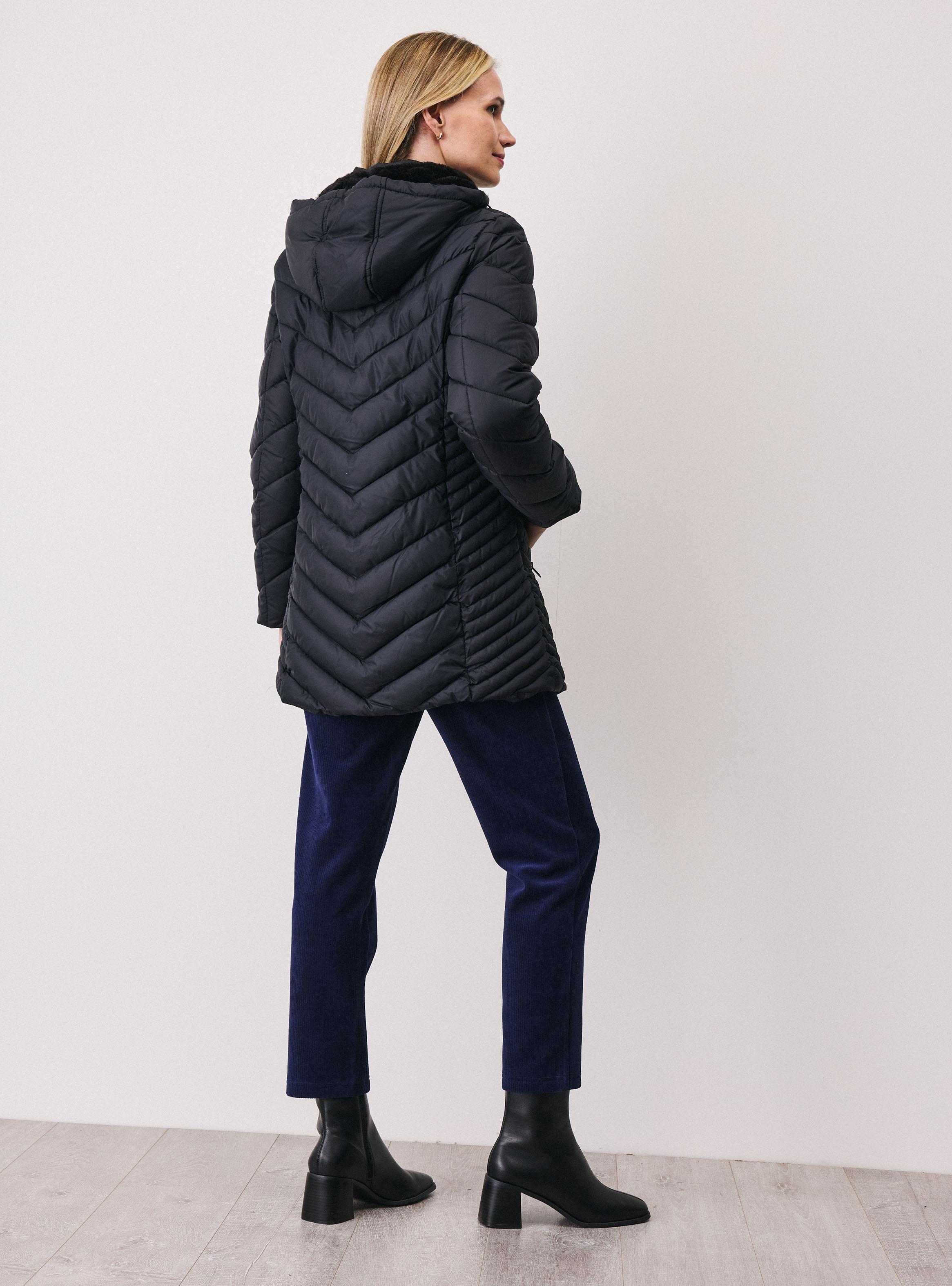 Parka Quilt Larga Gorro con Pelo Interior-5