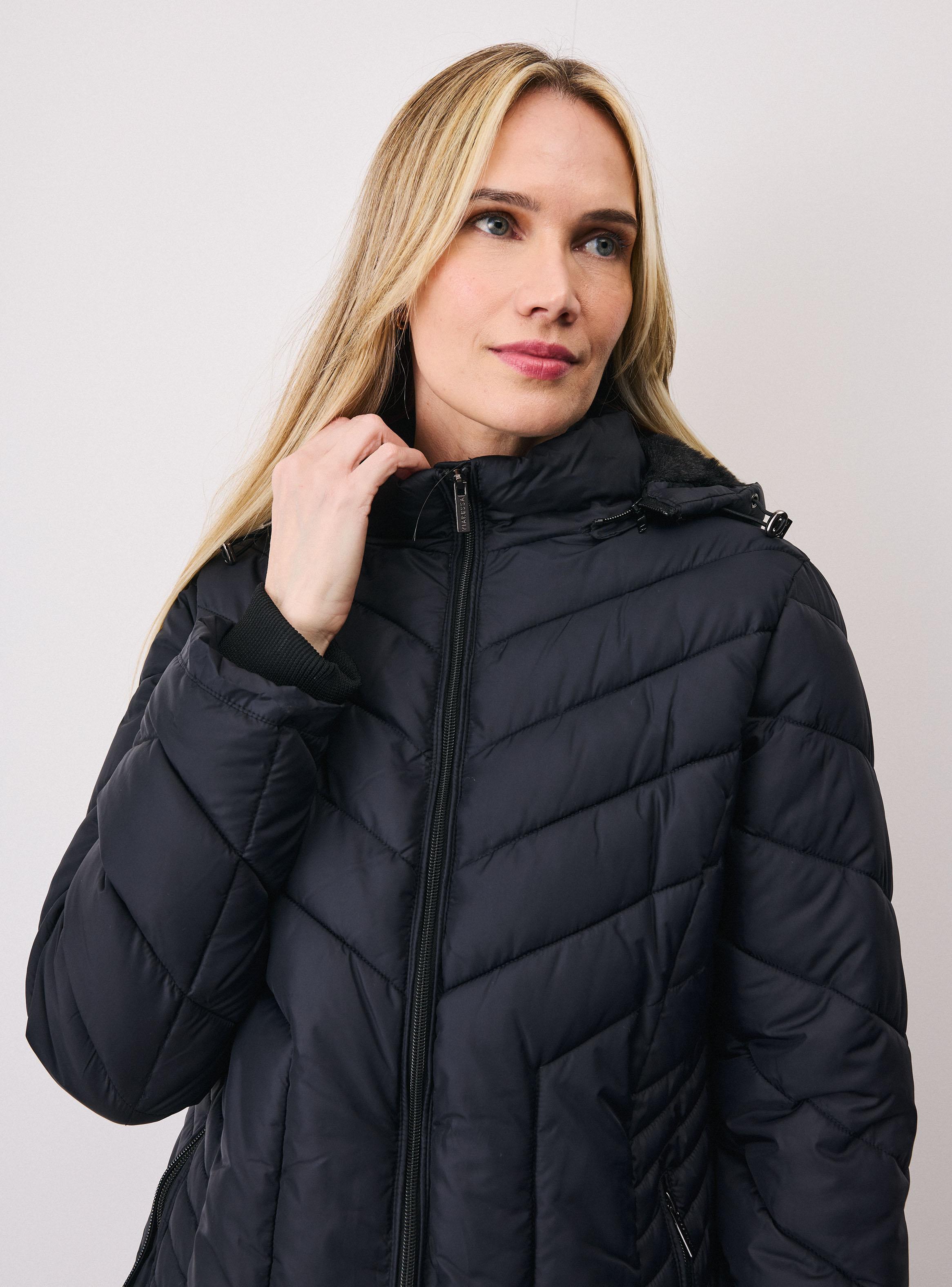 Parka Quilt Larga Gorro con Pelo Interior-2