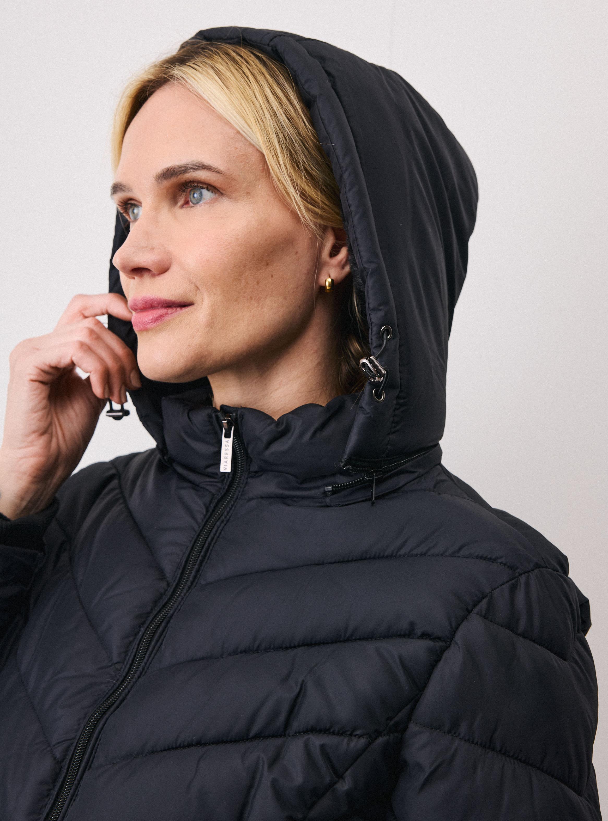 Parka Quilt Larga Gorro con Pelo Interior-3