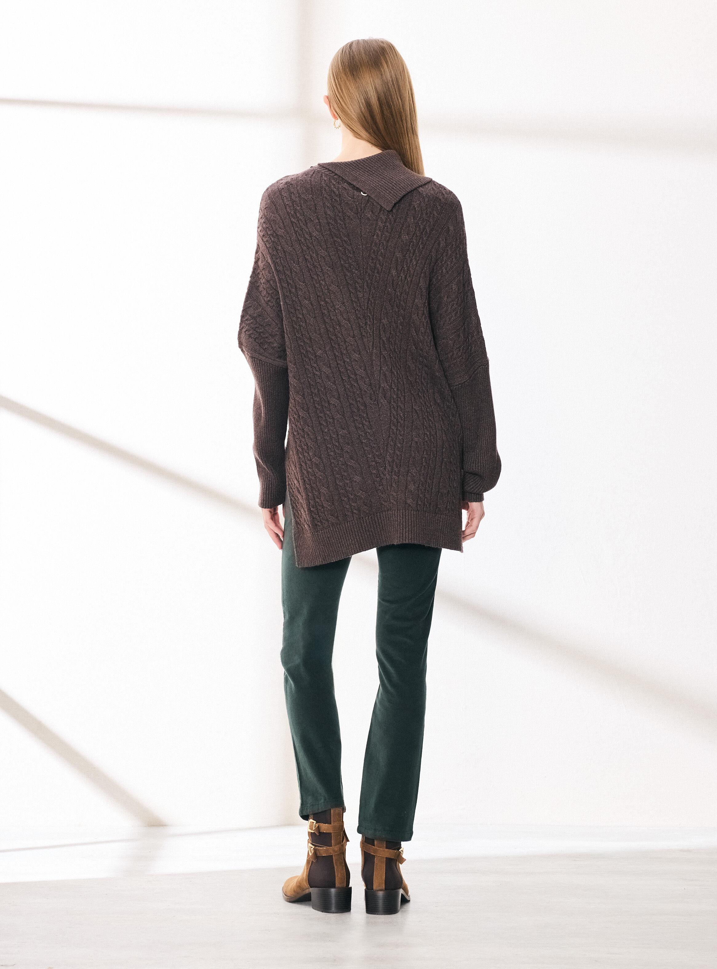 Sweater Tipo Poncho Trenzado-5