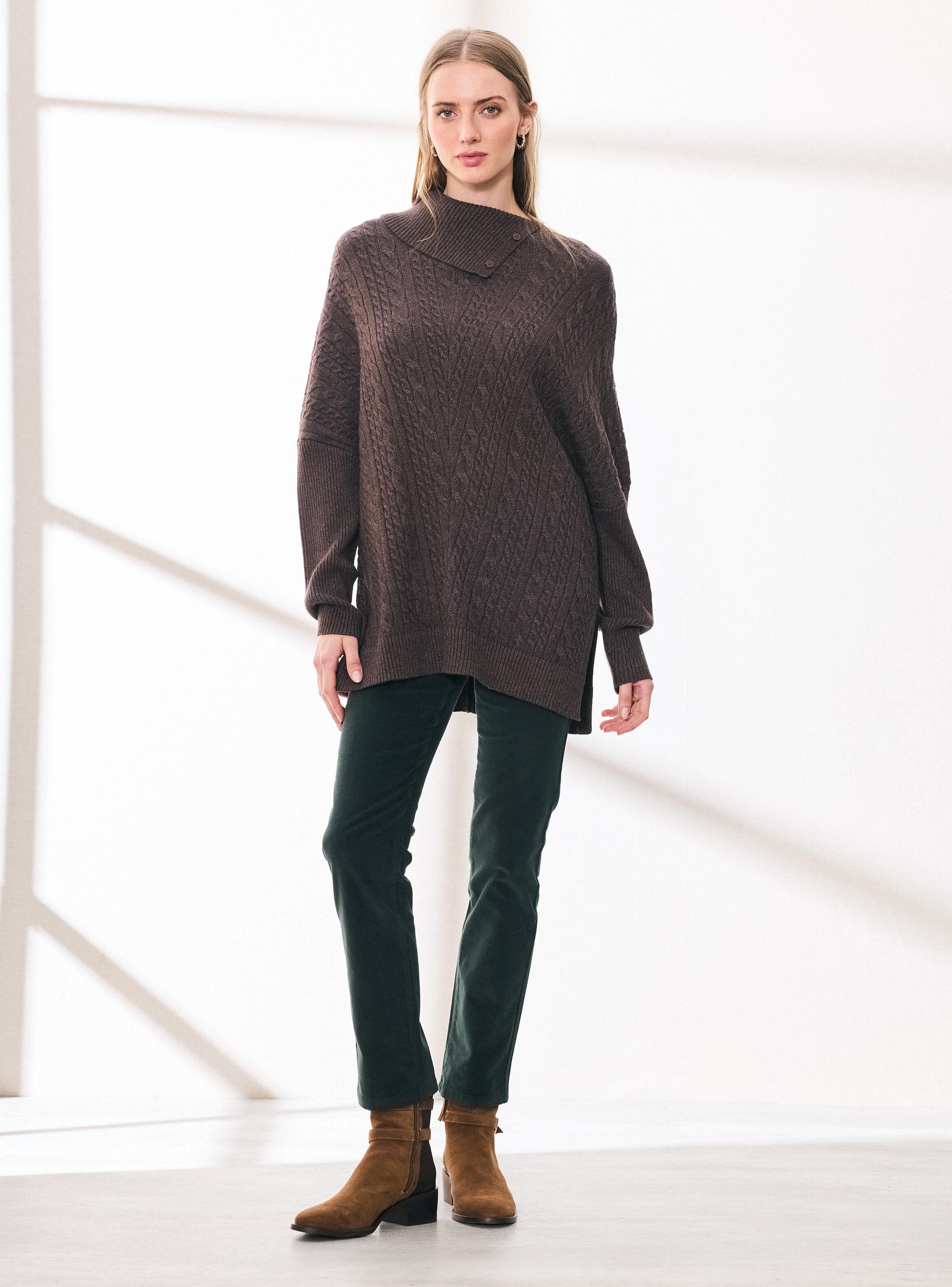 Sweater Tipo Poncho Trenzado-4