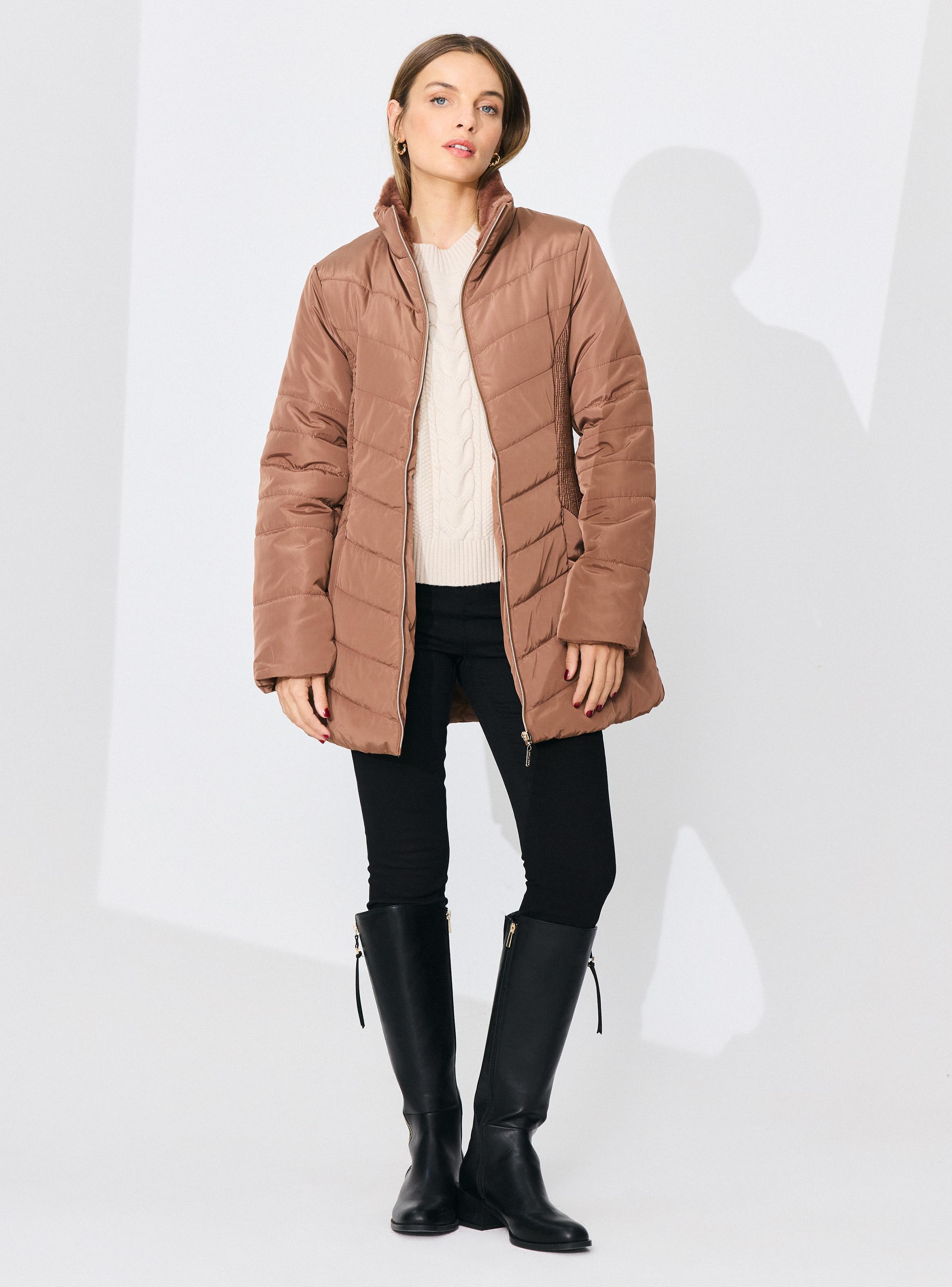 Parka con Detalle en Cintura Piel Desmontable en Gorro-4
