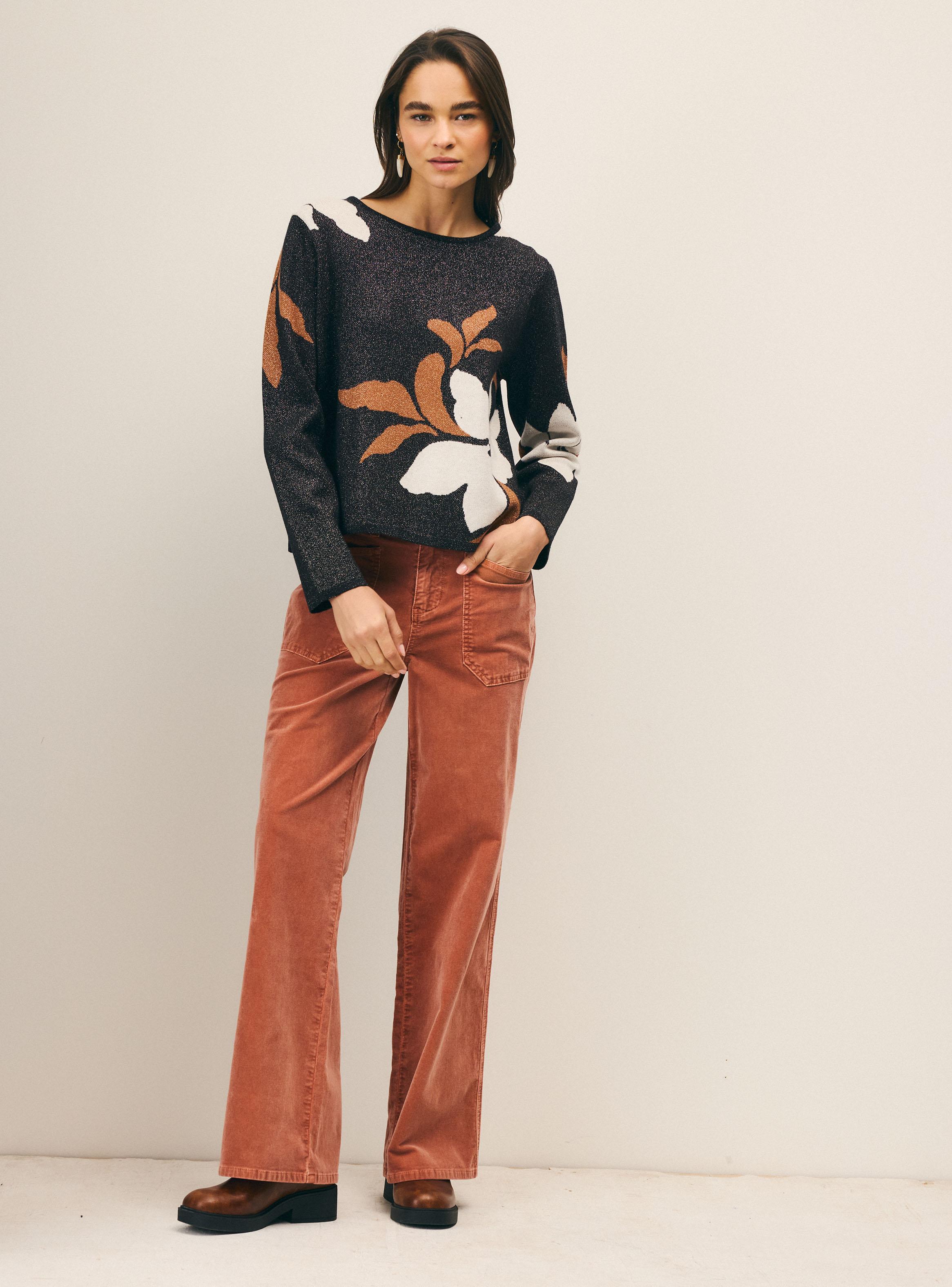 Sweater Diseño de Flores con Hilo Metalizado-4