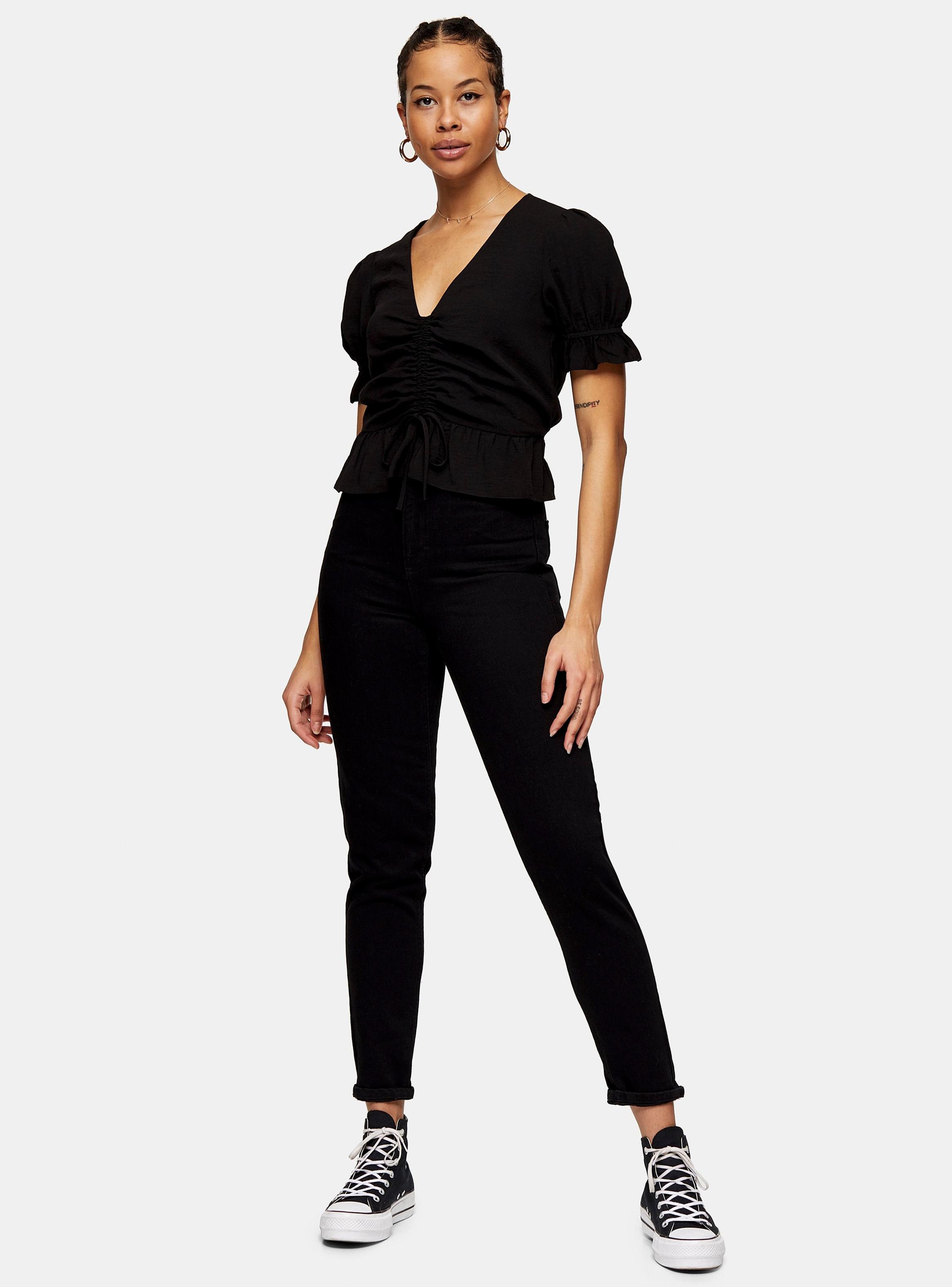 Jeans Topshop Black Mom Tapered Jeans Largo 32 Topshop-3