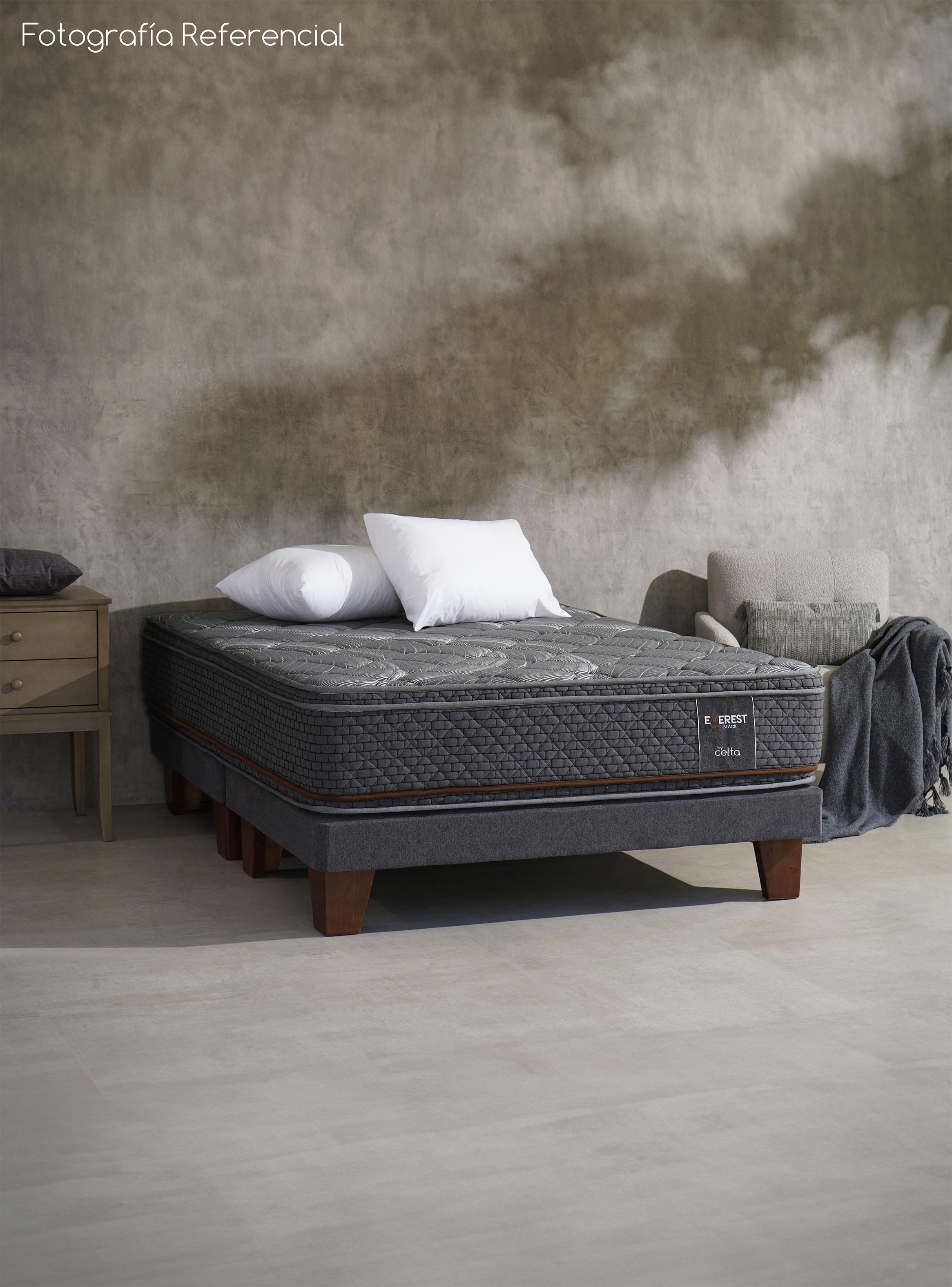 Cama Europea Everest Copper King + Respaldo Merci + Velador Malaga Grey-5