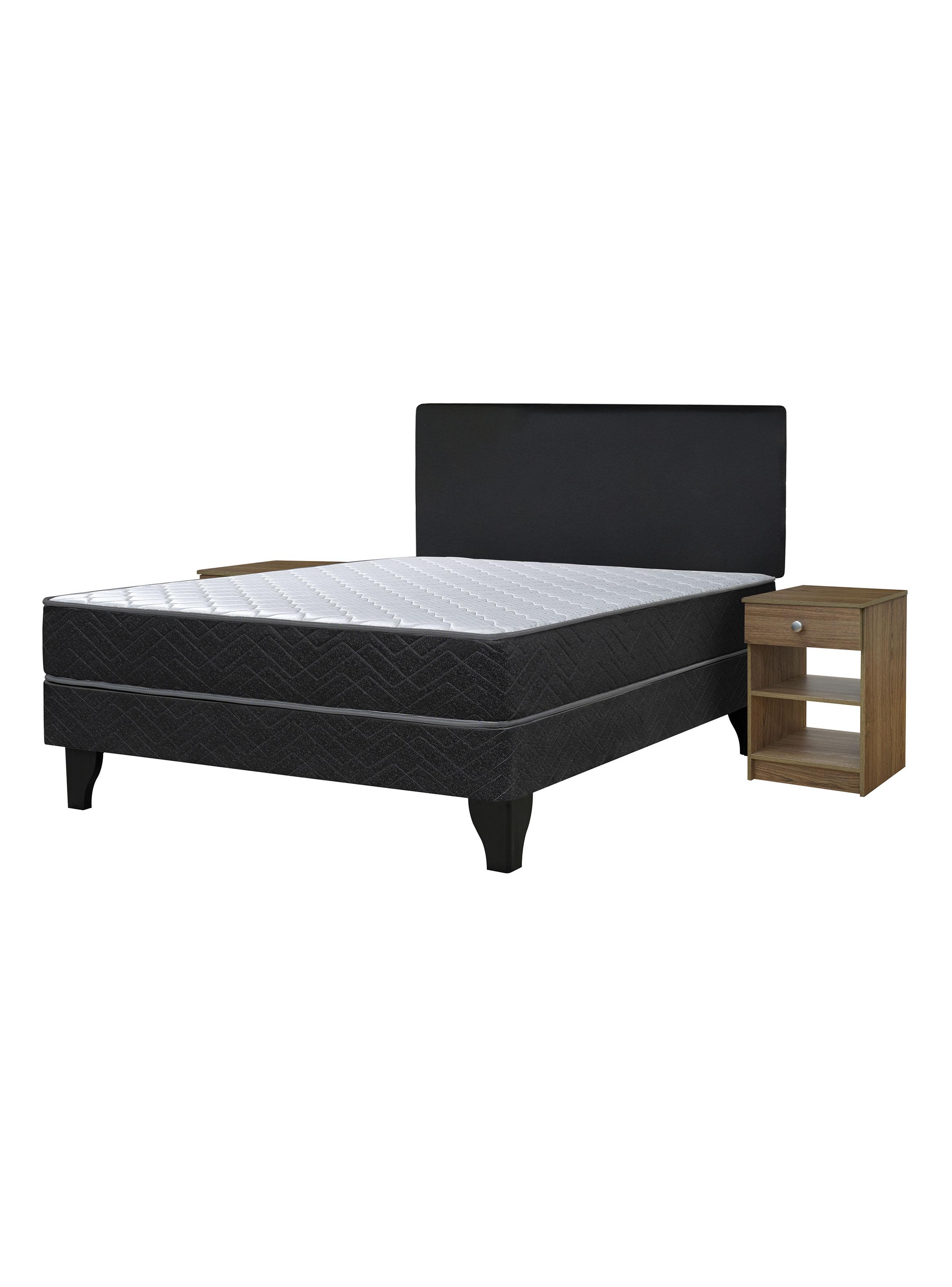 Cama Europea Cadiz 2 Plazas x190 cm + Respaldo Nuit + Velador Granada Grey-0