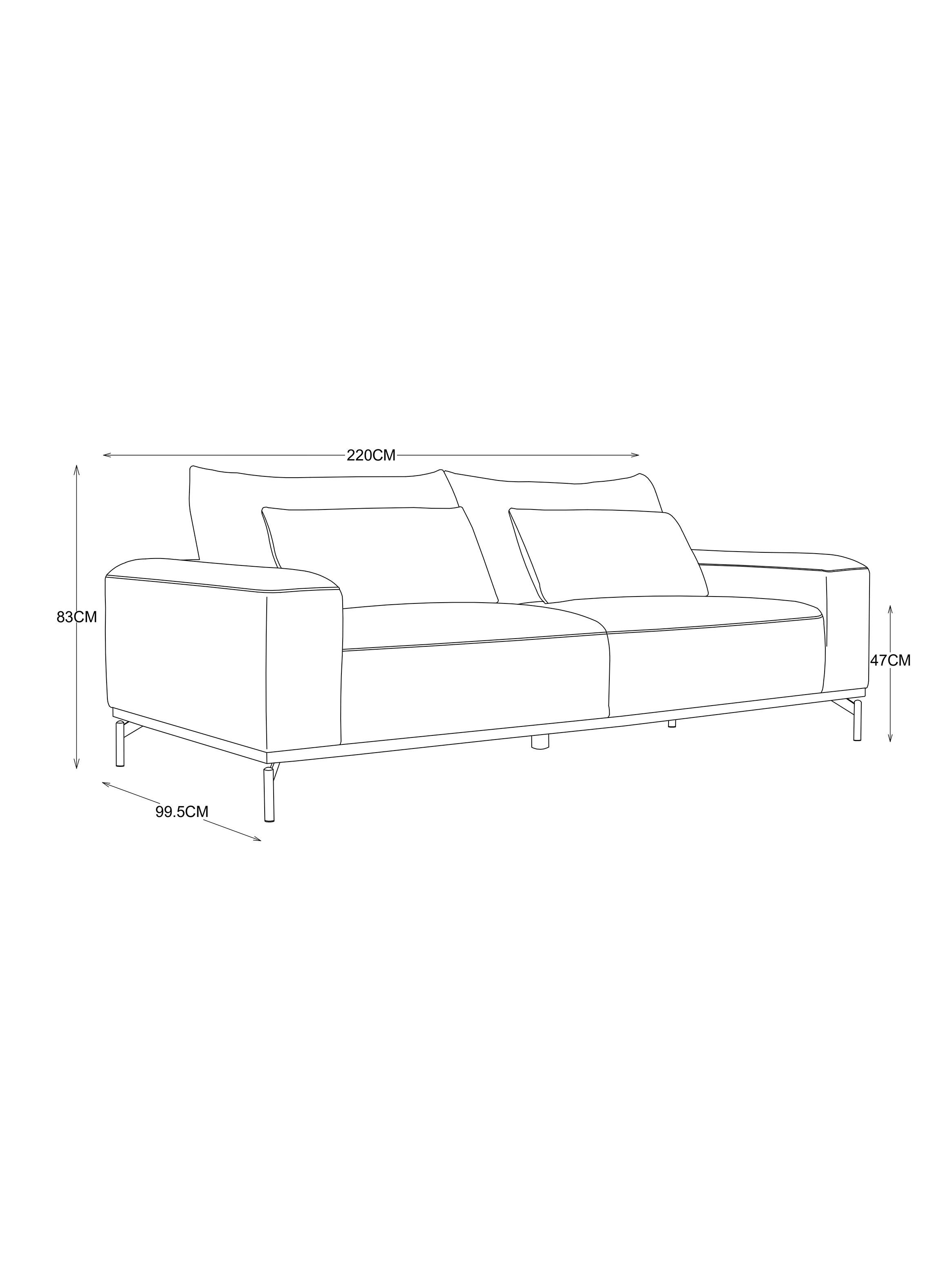 Sofá 3 Cuerpos Verona 220x99.5x83 cm-1