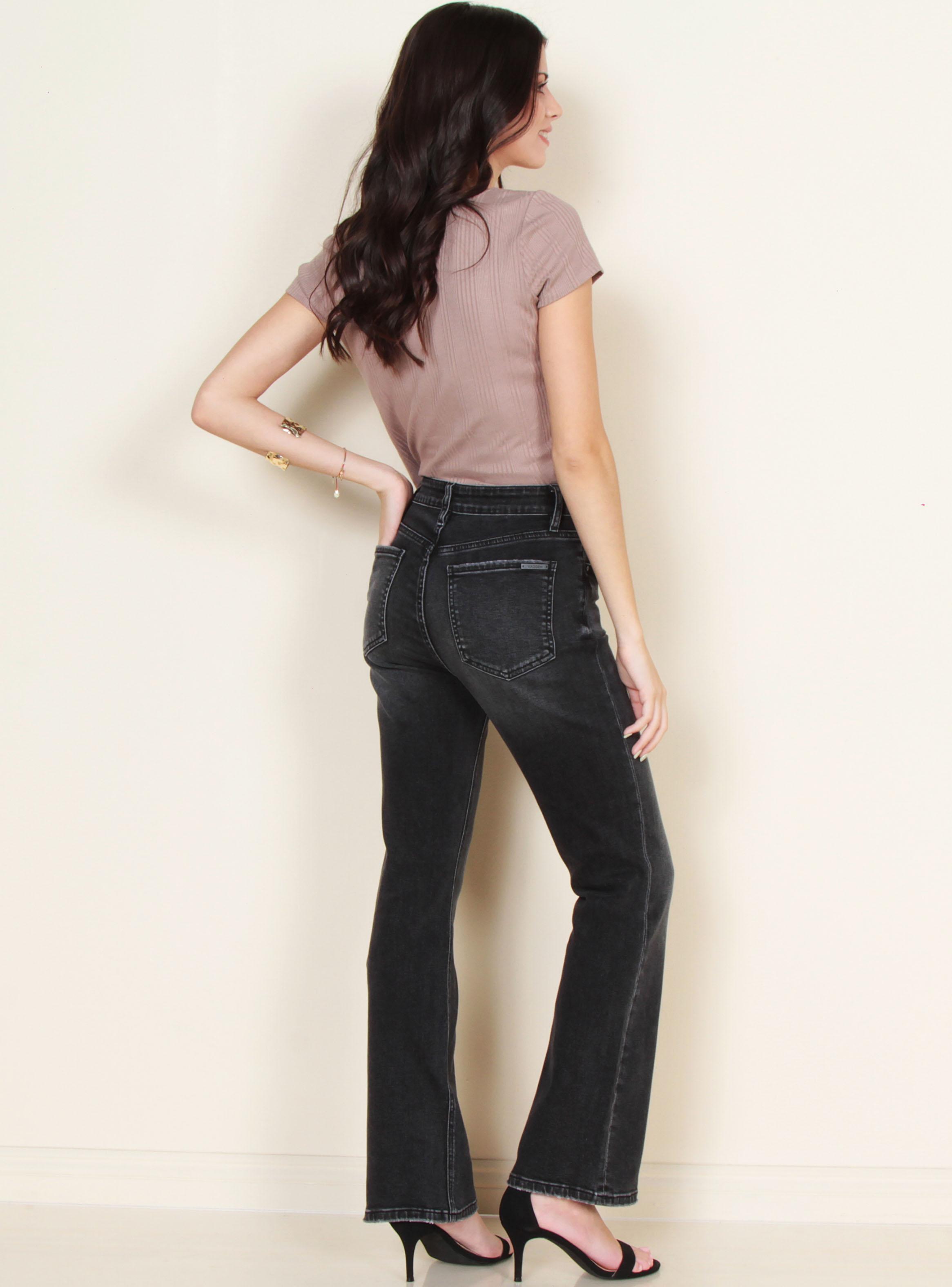 Jeans Recto Tiro Alto Pretina Básica 1 Botón-4