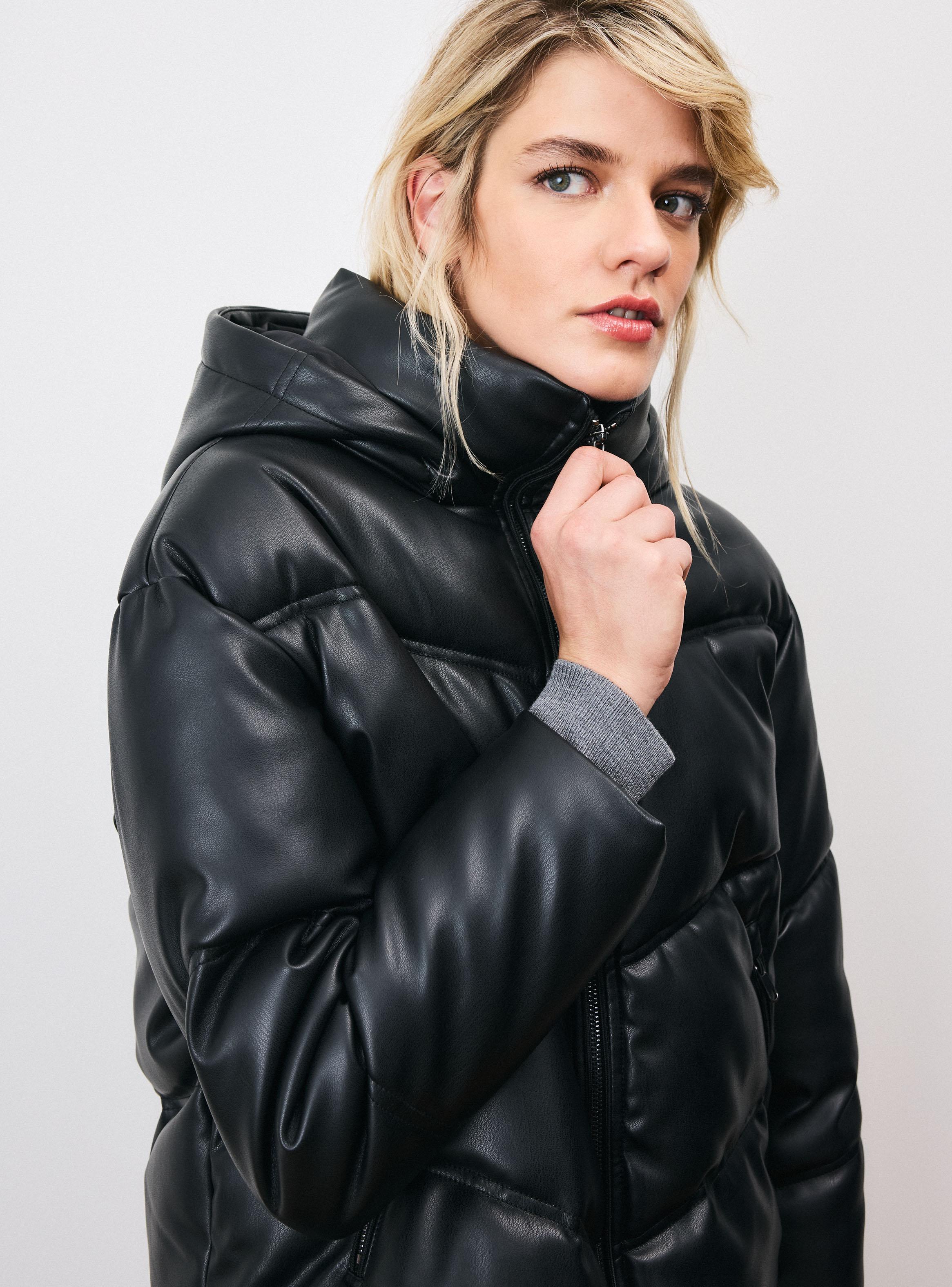 Parka Puffa de Cuero Sintético-2