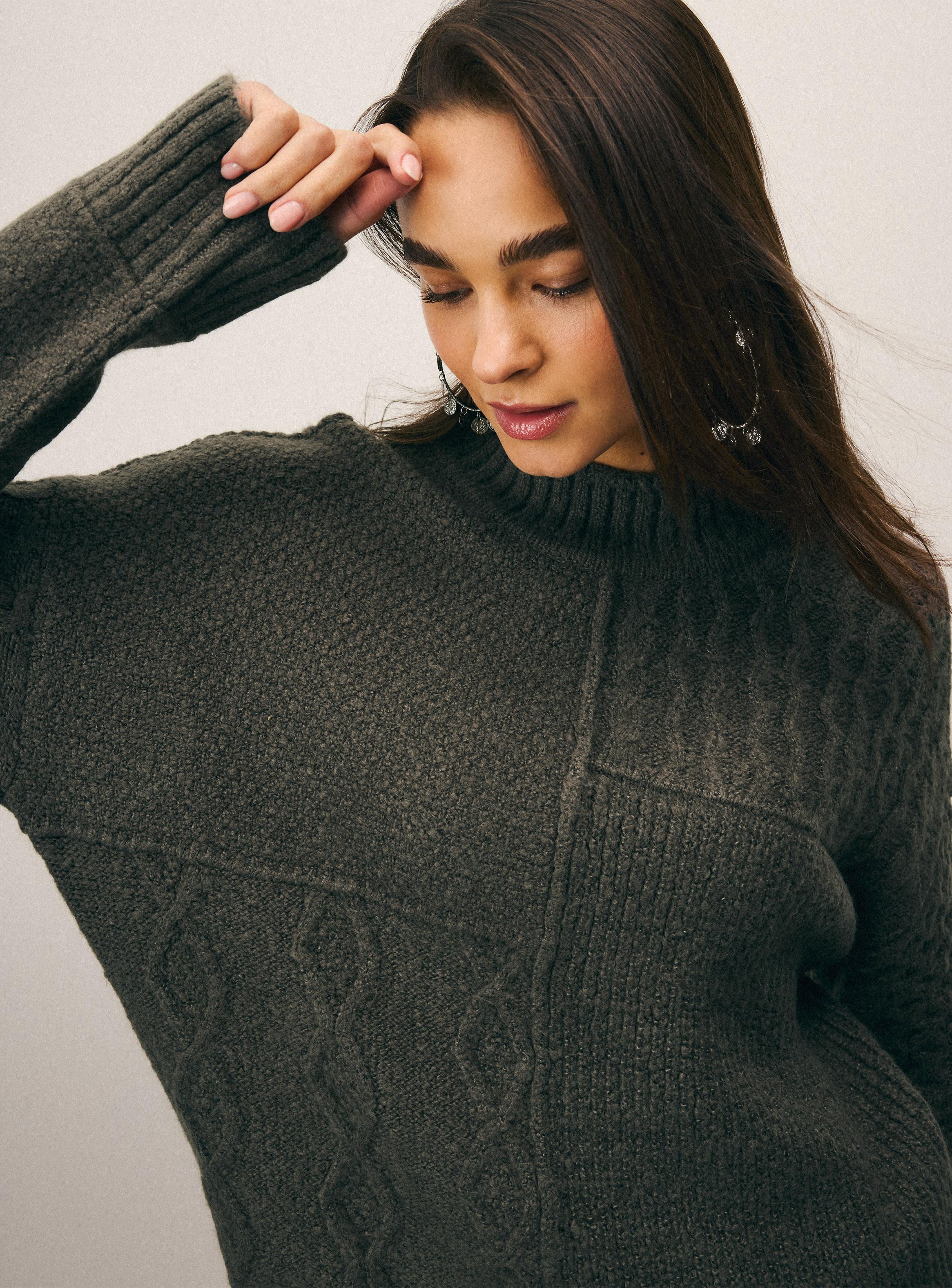 Sweater Mezcla de Trenzas Texturas-2