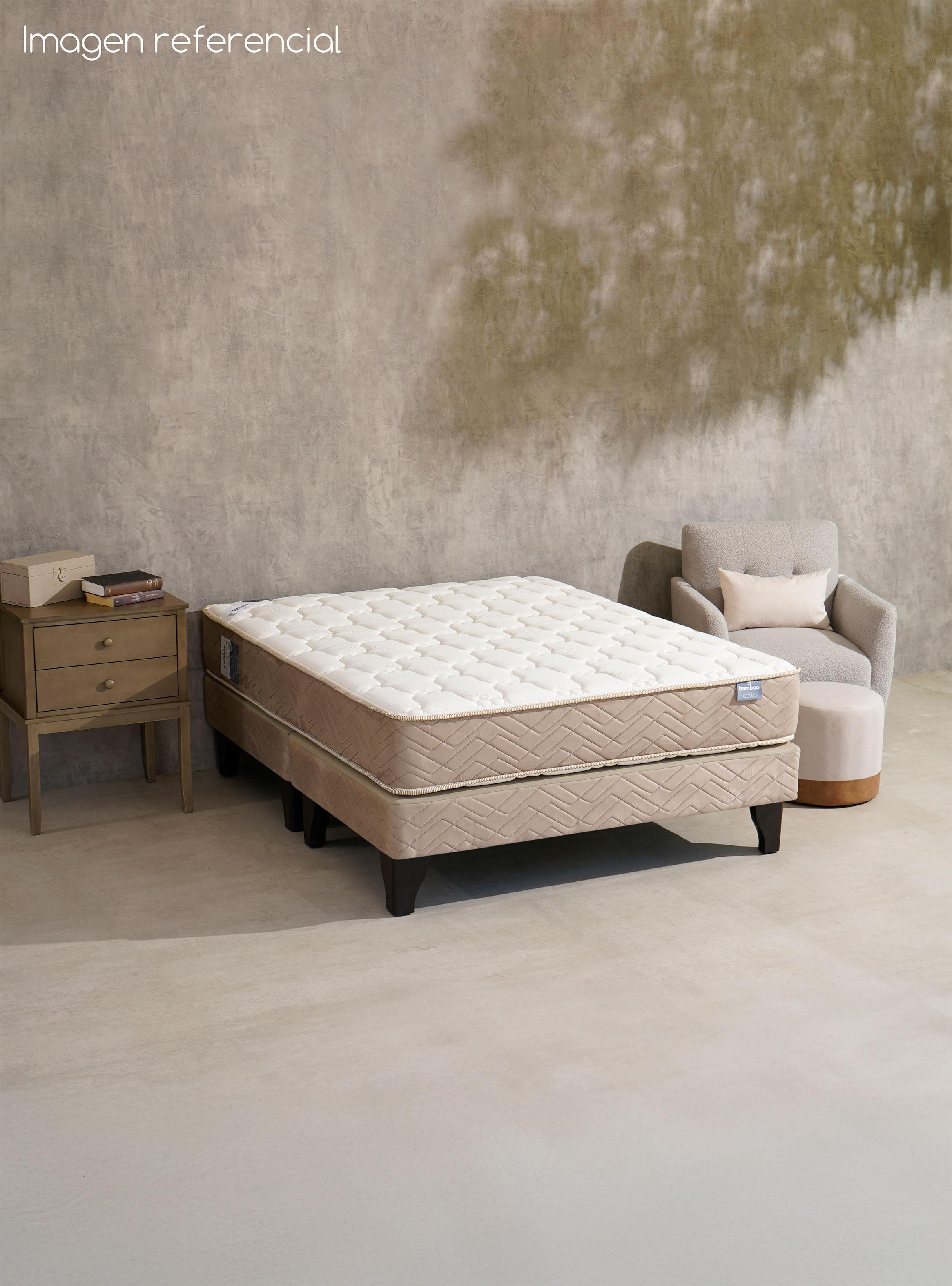 Cama Europea Bamboo 2 Plazas Base Dividida + Respaldo-5