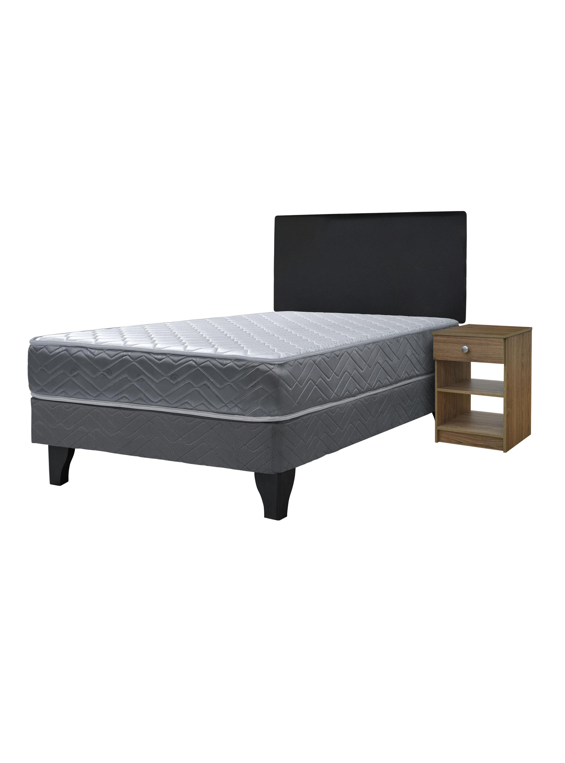 Cama Europea Cadiz 1.5 Plazas + Respaldo Nuit + Velador Granada Nude-0