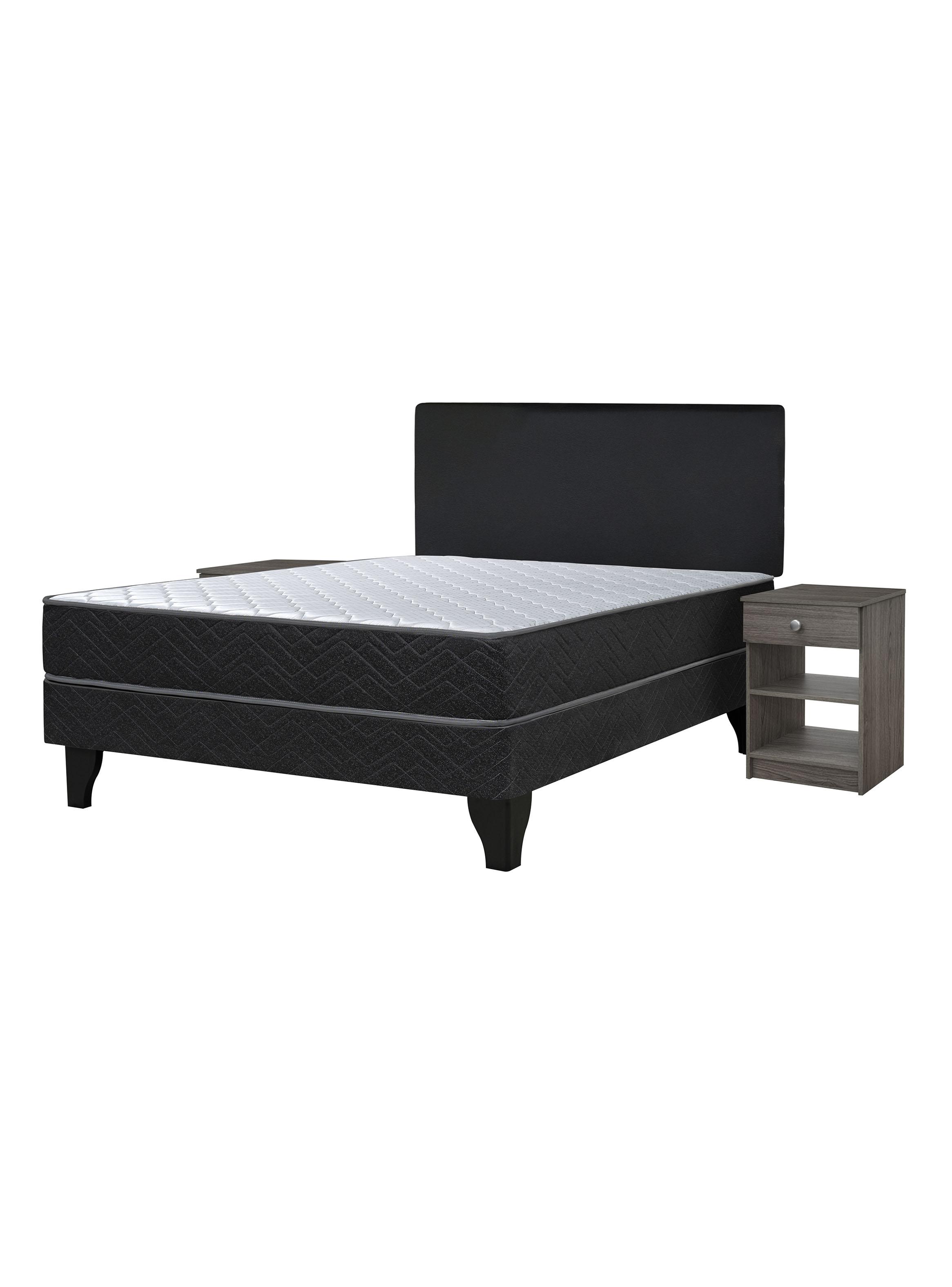 Cama Europea Cadiz 2 Plazas + Respaldo Nuit + Velador Granada Grey-0
