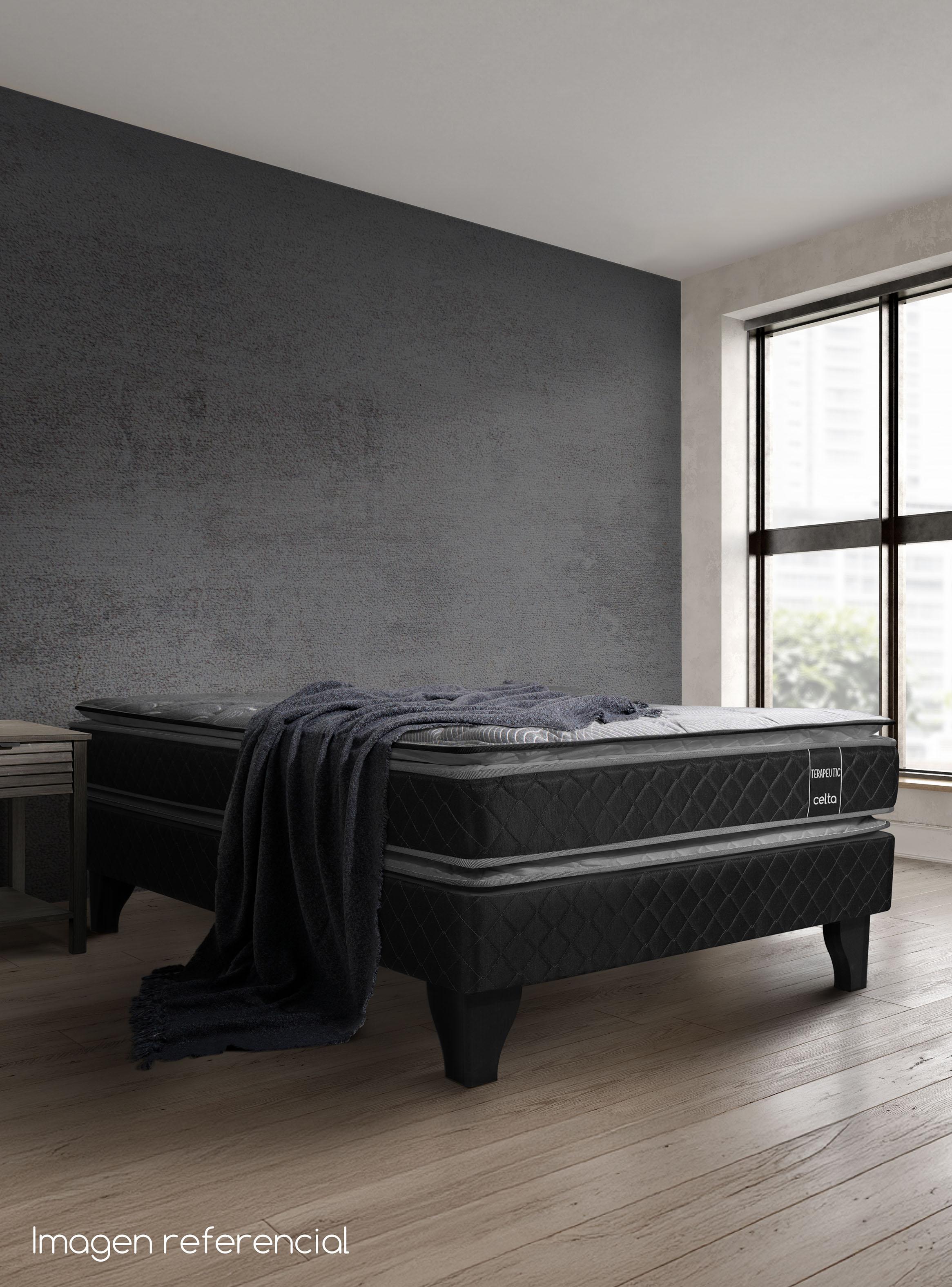 Cama Europea Terapeutic 1.5 Plazas de Base Normal + Respaldo y Velador-5