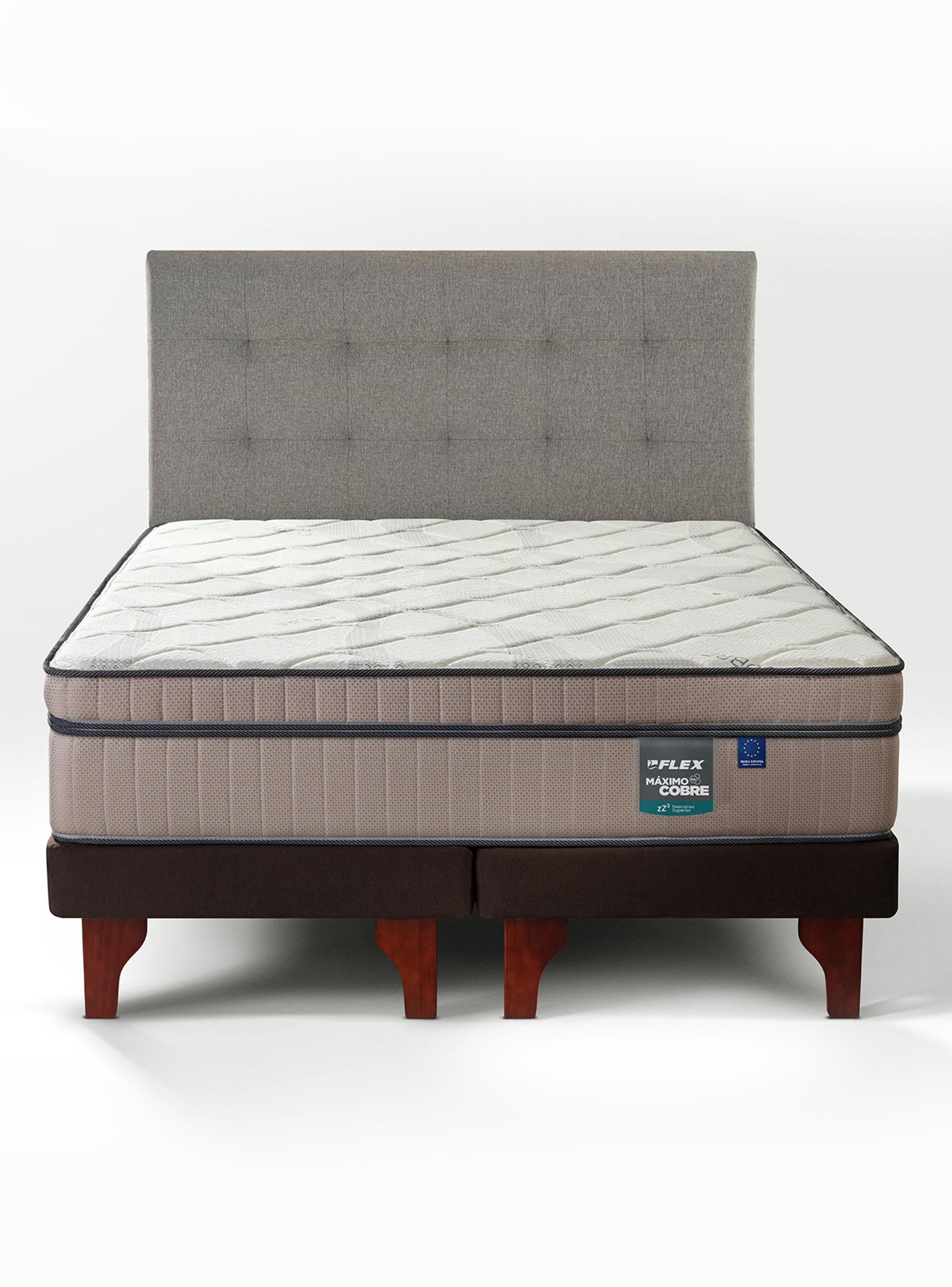 Cama Europea Máximo Cobre 2 Plazas 150x200 cm + Respaldo Design Gris-2