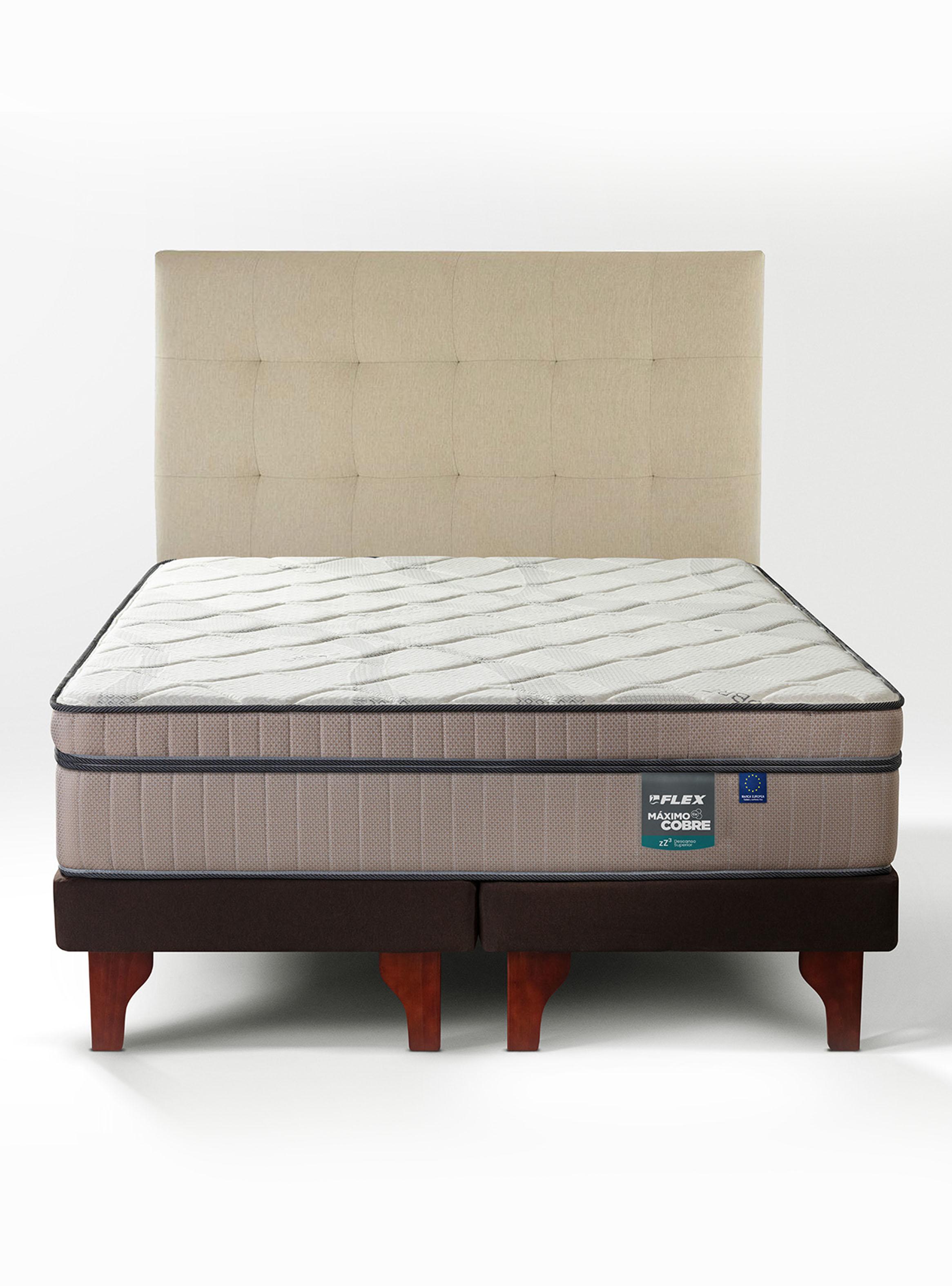 Cama Europea Máximo Cobre King 180x200 cm + Respaldo Design Crudo-2