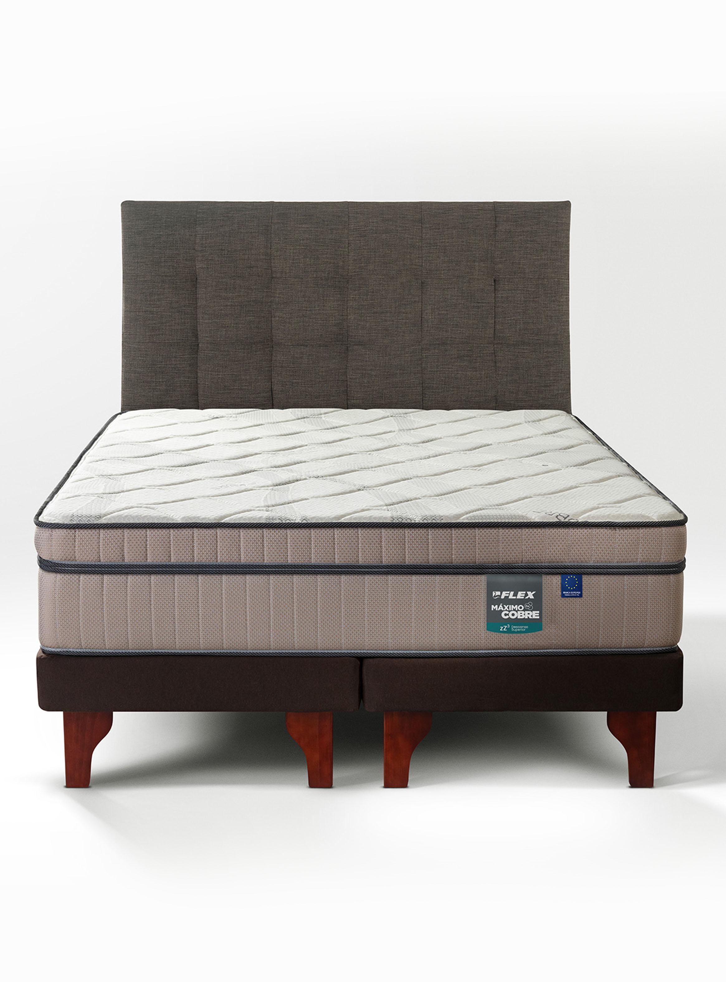 Cama Europea Máximo Cobre King 180x200 cm + Respaldo Design Gráfito-2