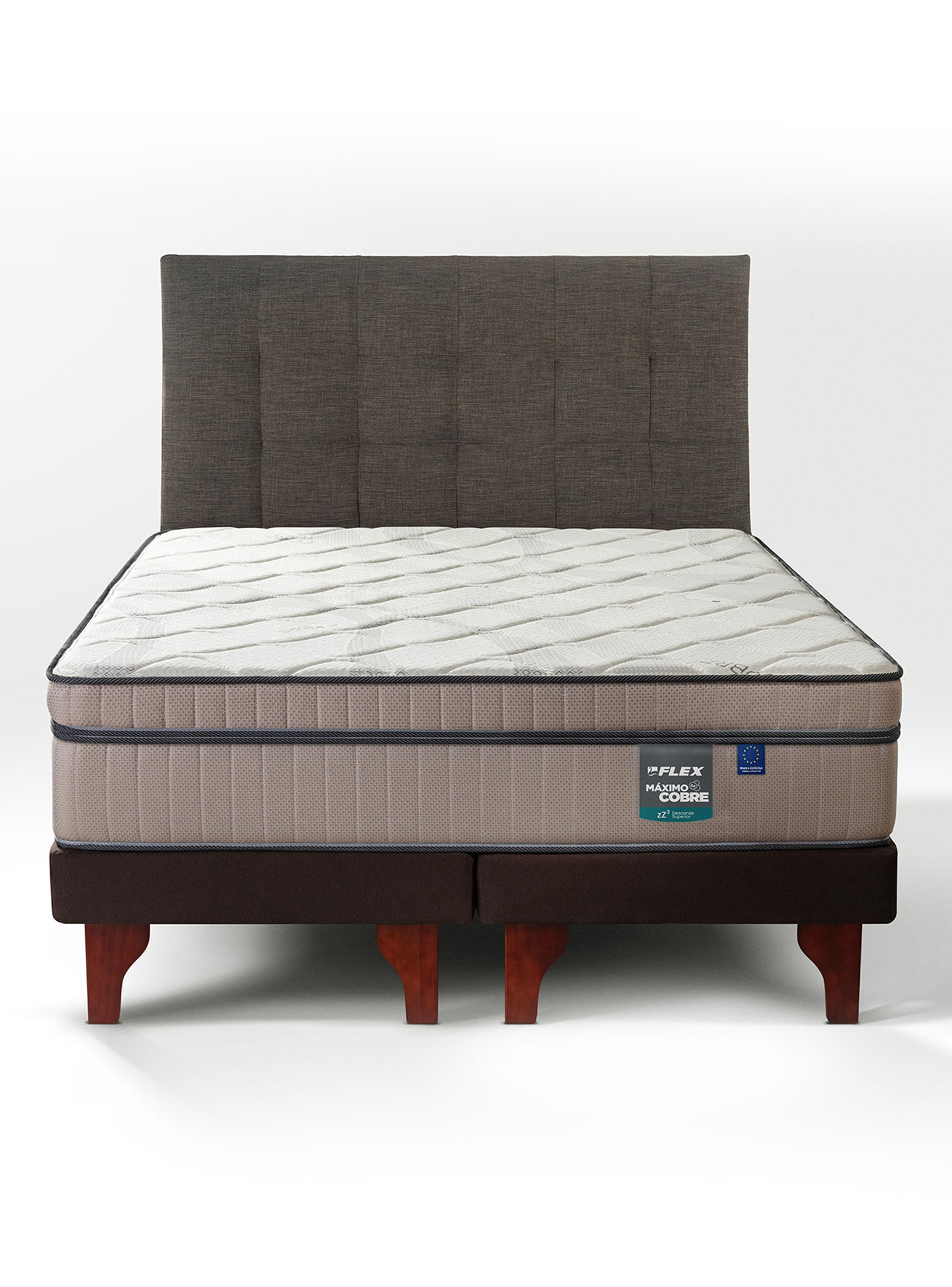 Cama Europea Máximo Cobre King 180x200 cm + Respaldo Design Gráfito-2
