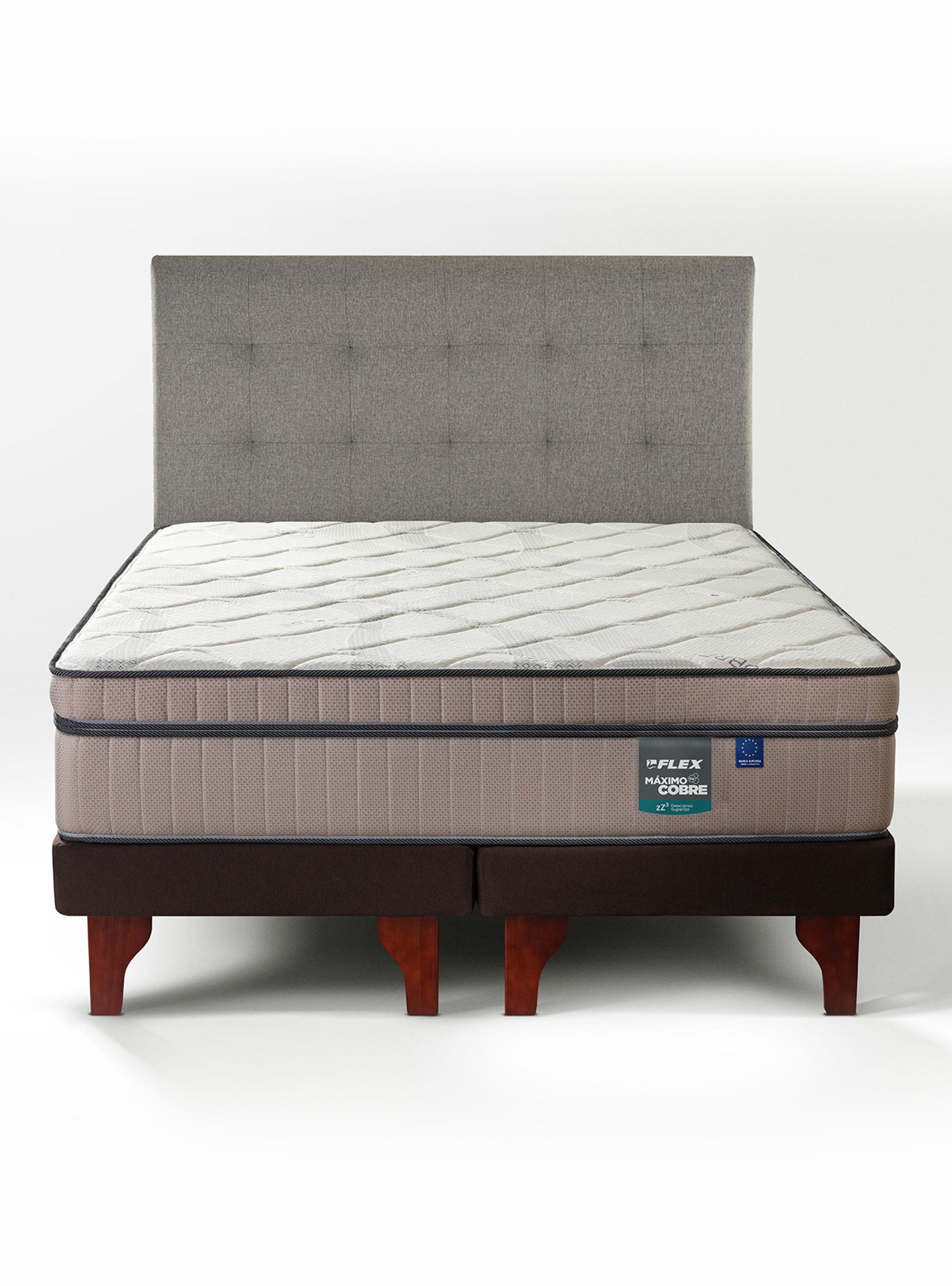 Cama Europea Máximo Cobre King 180x200 cm + Respaldo Design Gris-2