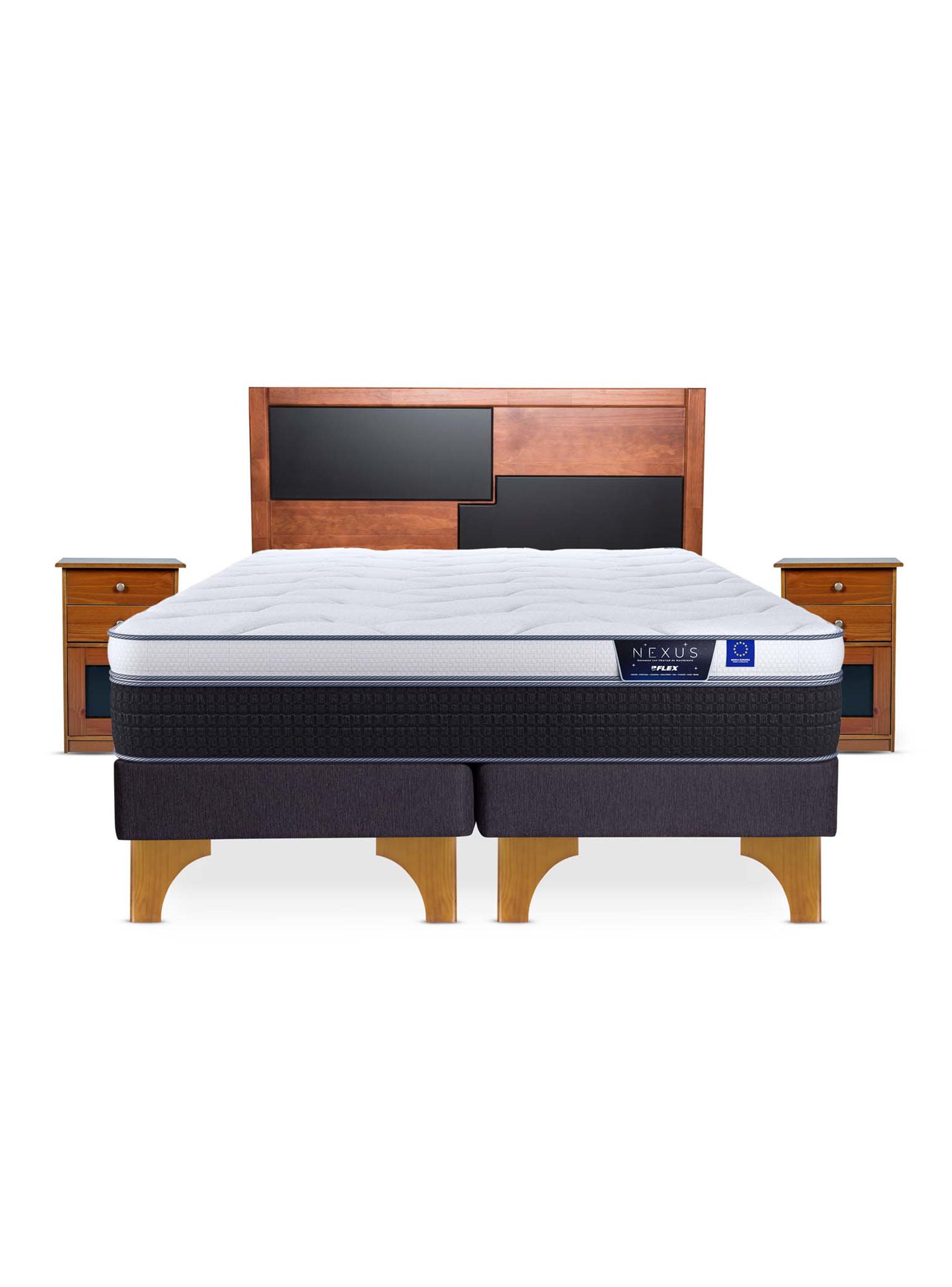 Cama Europea Nexus 2 Plazas Box Base Dividida + Set de Muebles Colonia-2