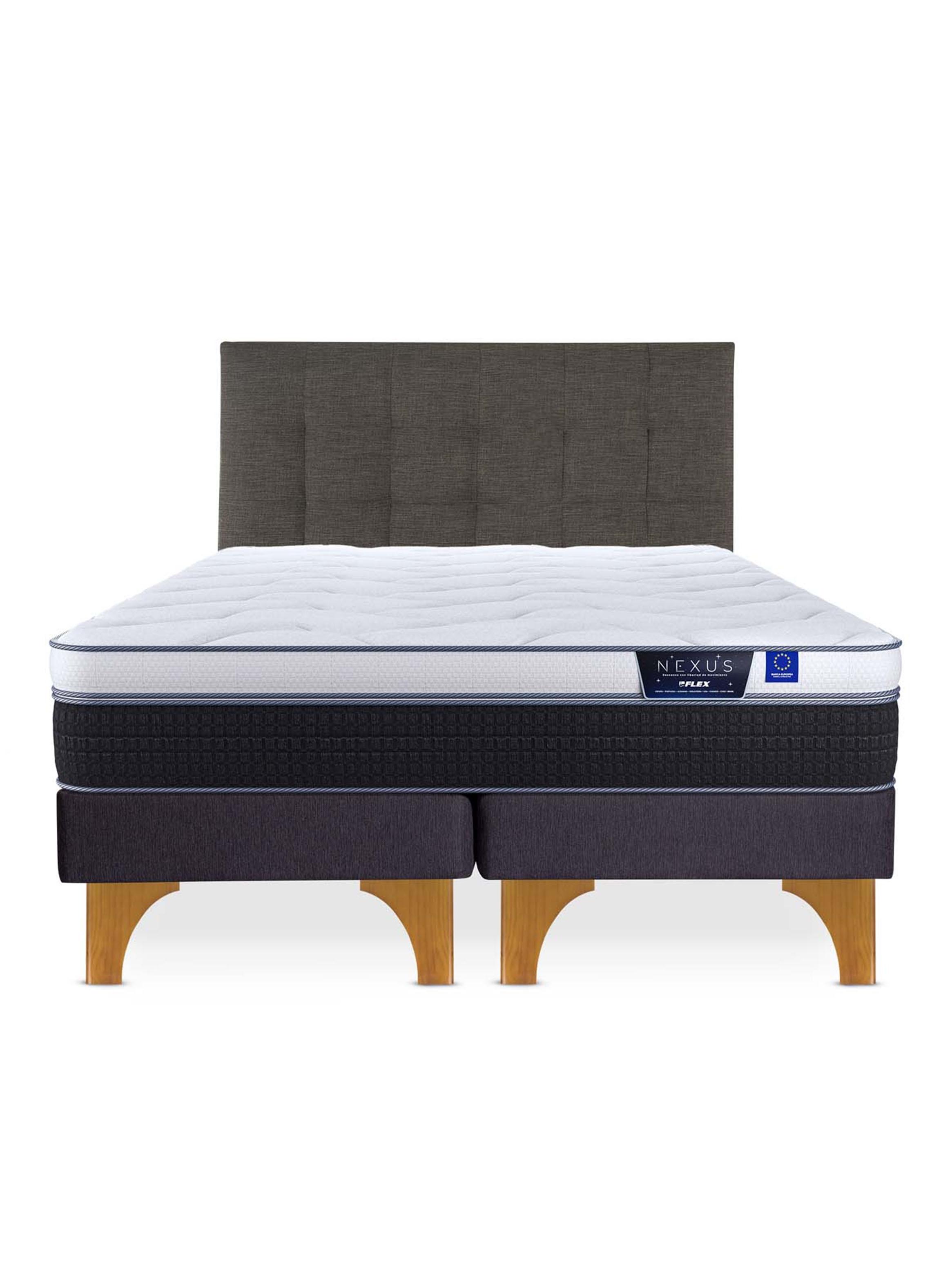 Cama Europea Nexus 2 Plazas Base Dividida Box + Respaldo Design Grafito-2