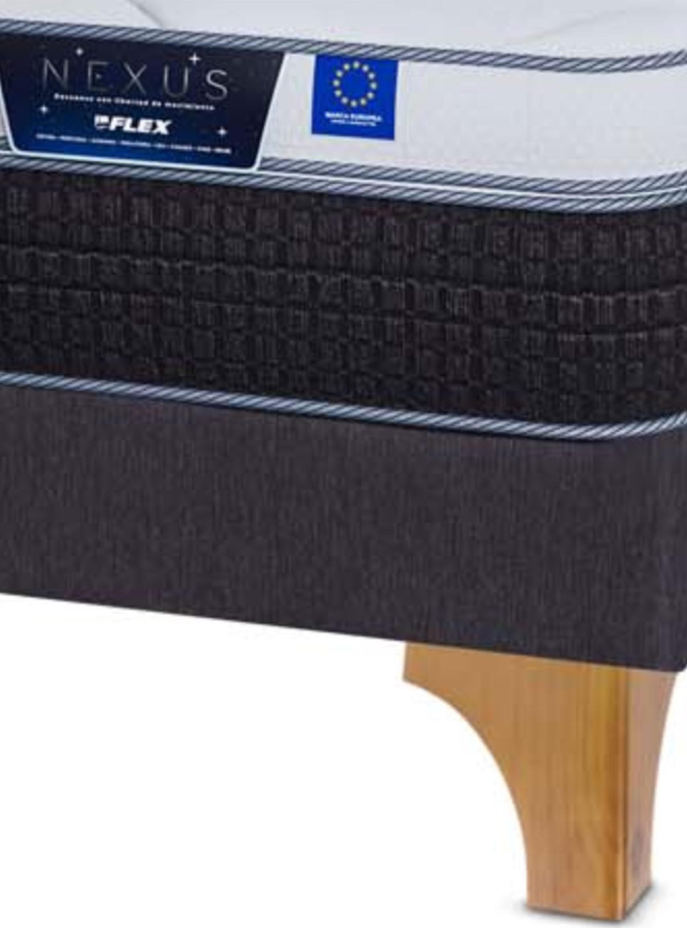 Cama Europea Nexus 2 Plazas Base Dividida Box + Respaldo Design Grafito-4