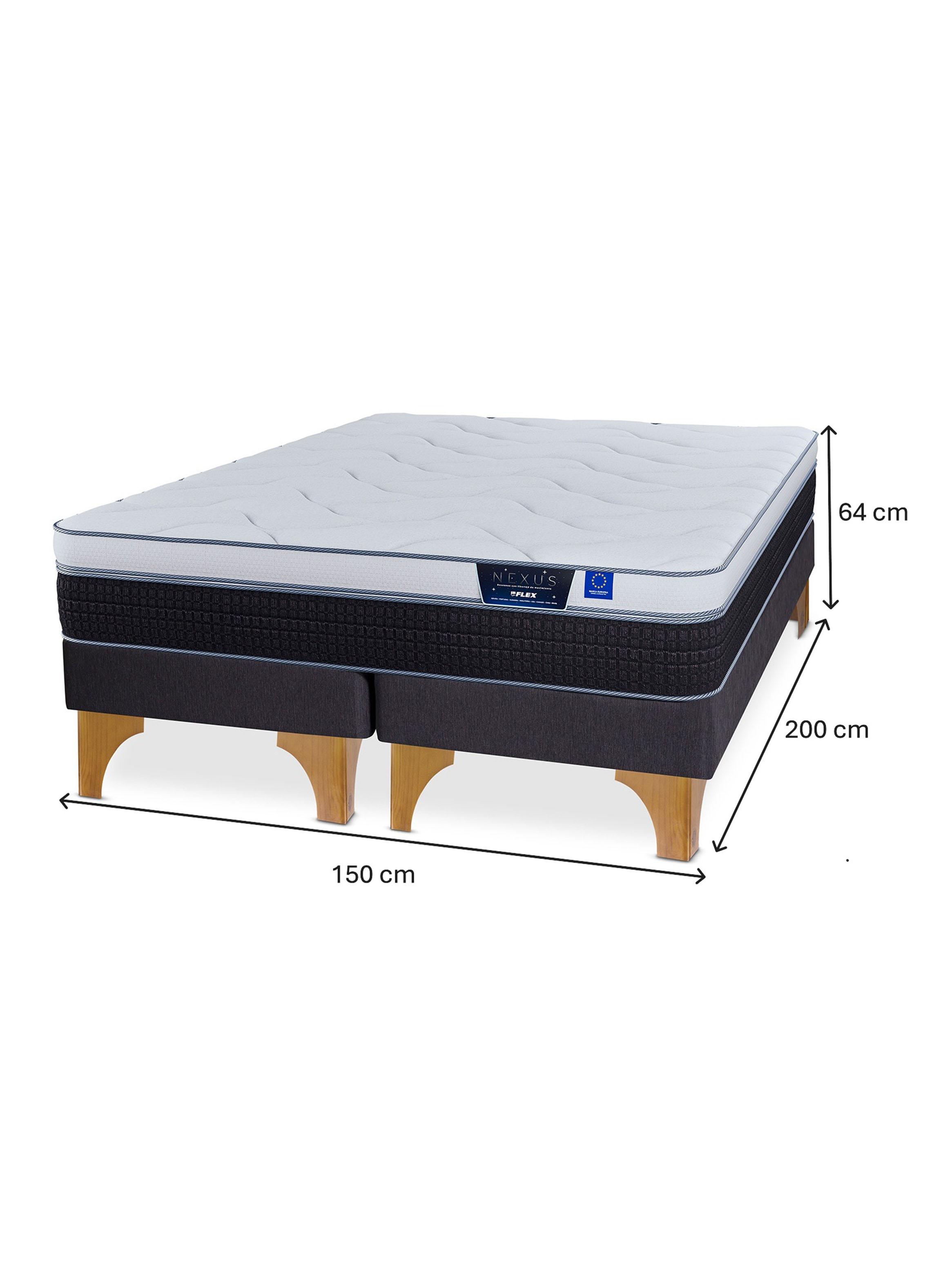 Cama Europea Nexus 2 Plazas Base Dividida Box + Respaldo Design Grafito-1
