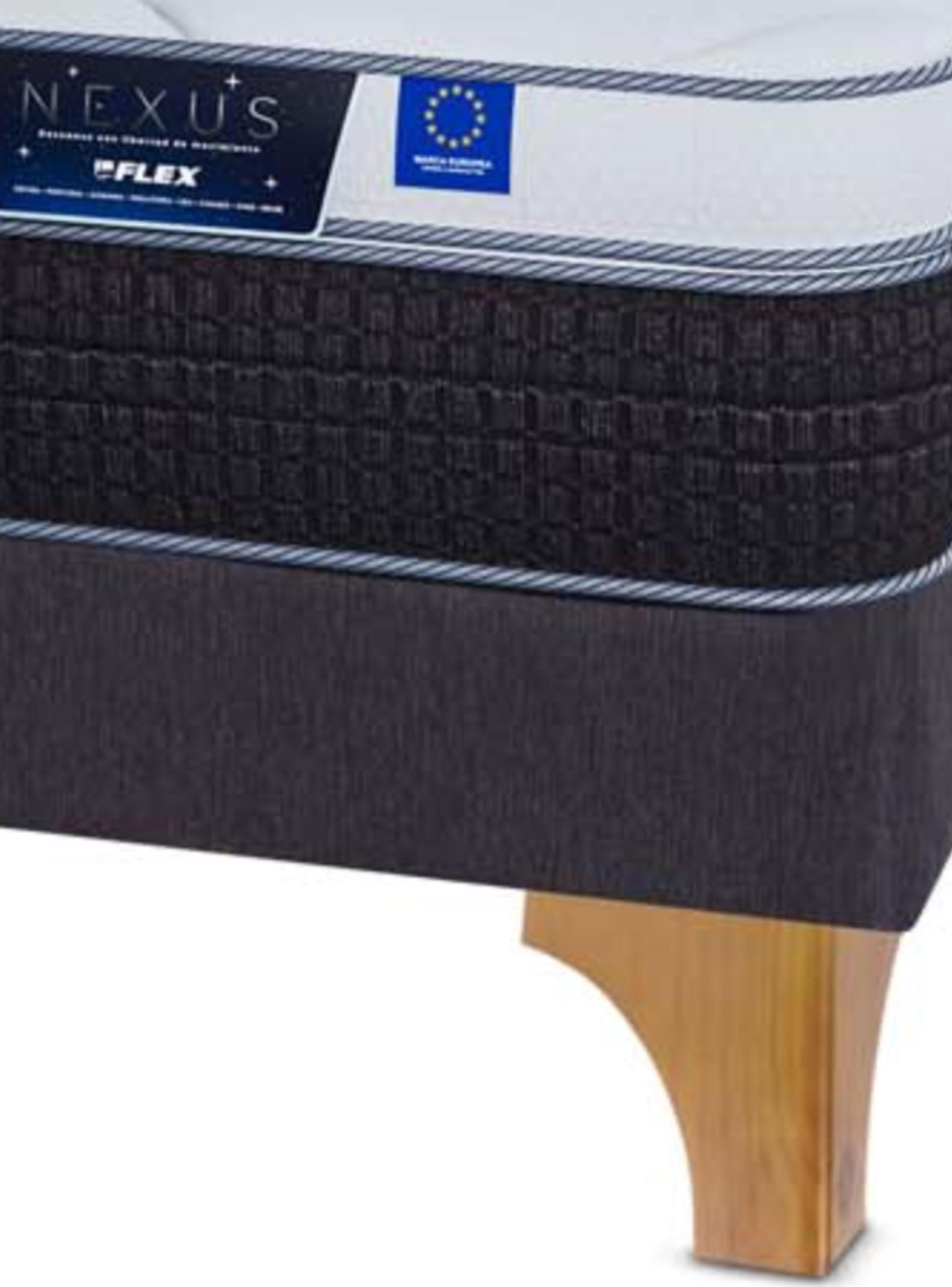 Cama Europea Nexus 2 Plazas Box Base Dividida + Respaldo Modern Grafito + Velador Rover-4