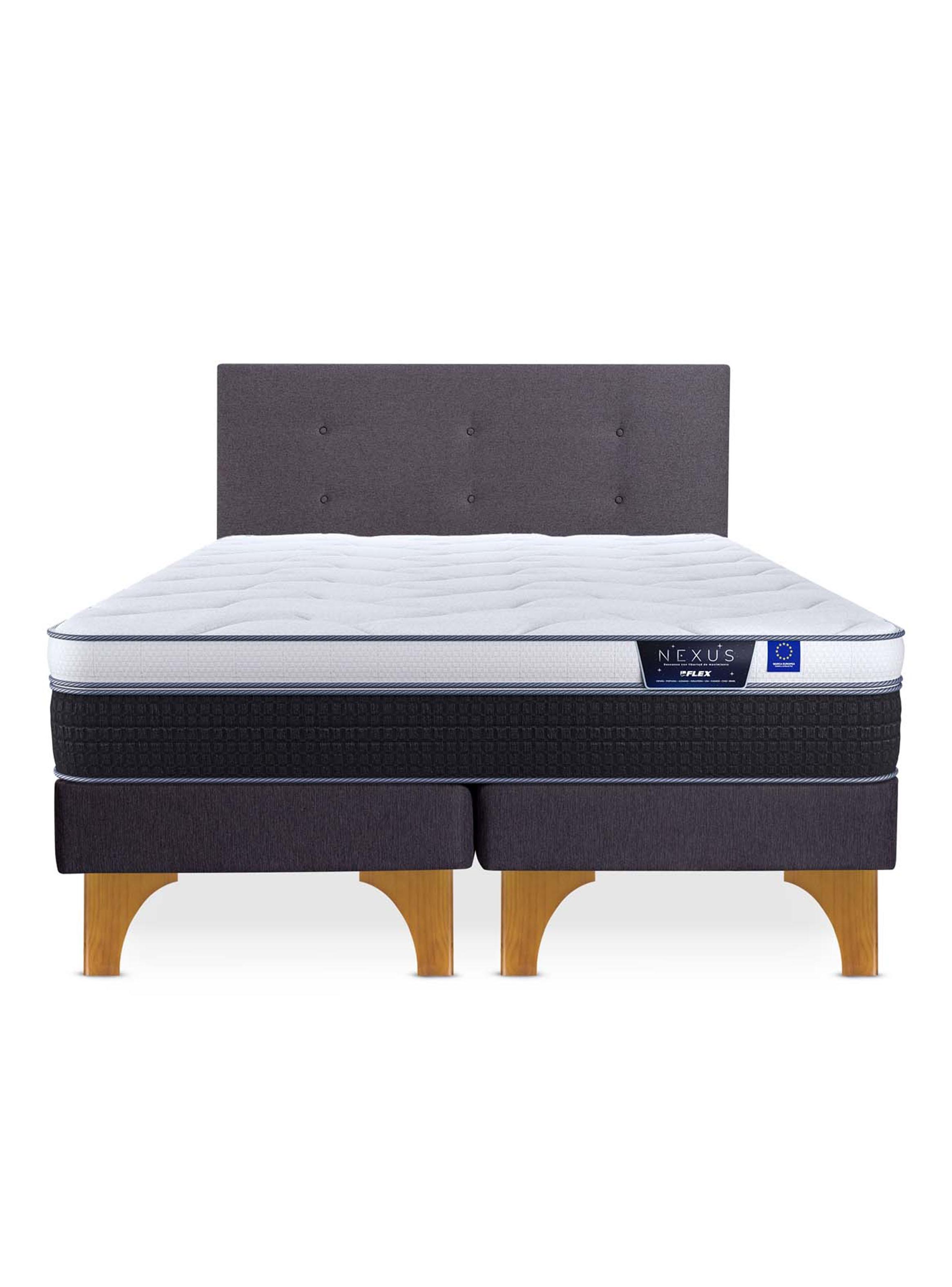 Cama Europea Nexus 2 Plazas Base Dividida + Respaldo Royal Grafito-2