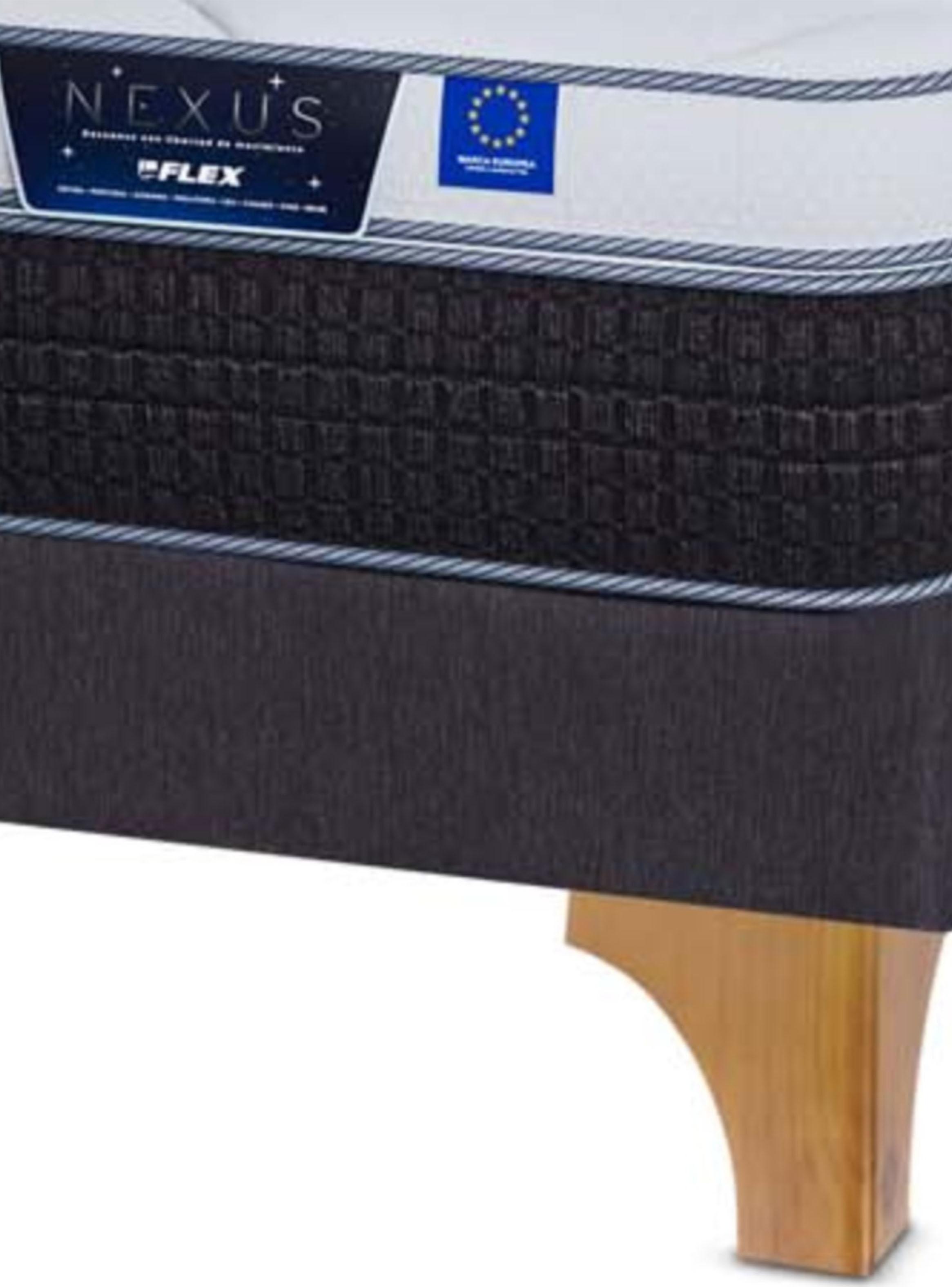 Cama Europea Nexus King + Respaldo Modern Grafito + Velador Rover-4