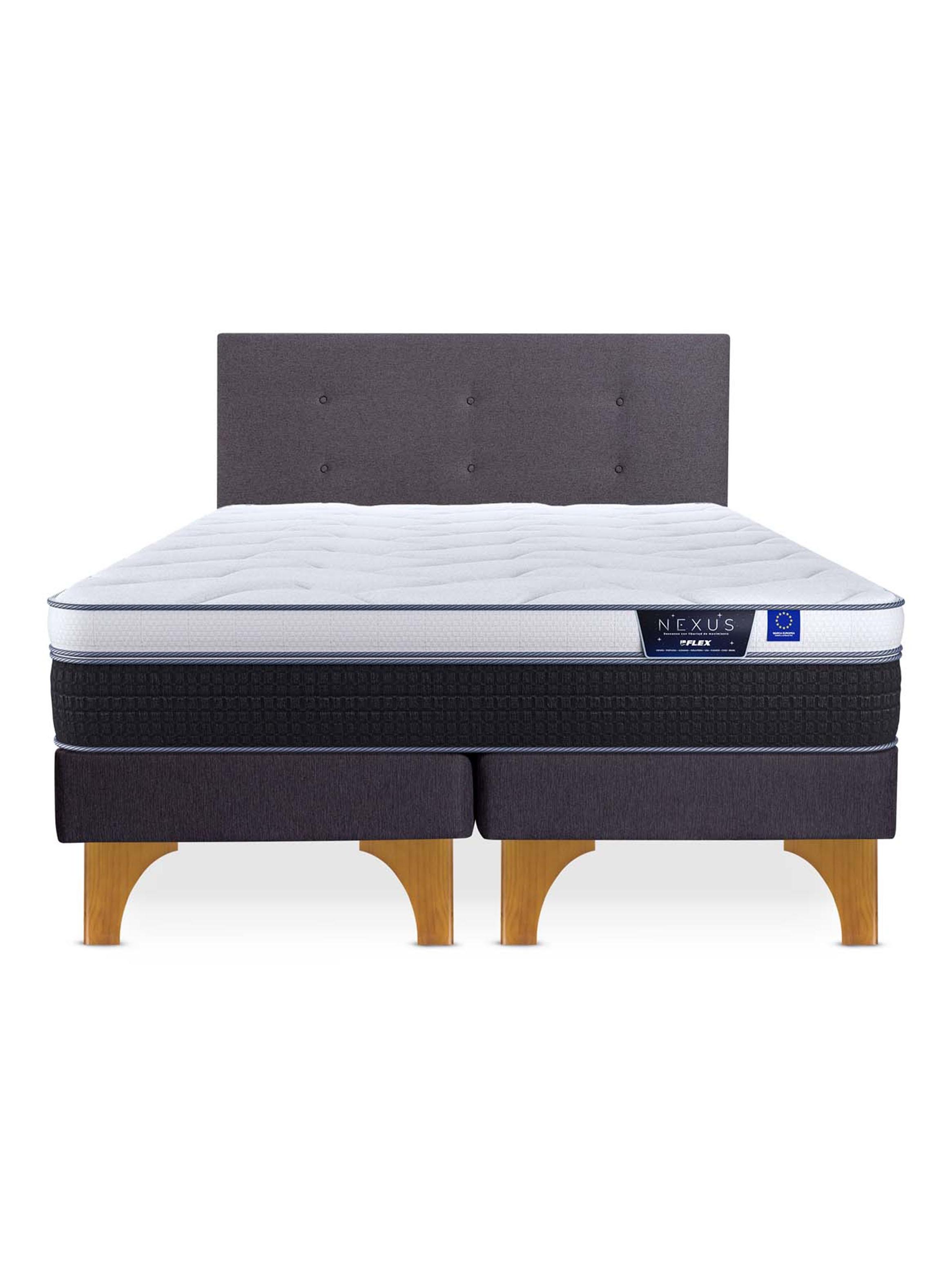 Cama Europea Nexus King + Respaldo Royal Grafito-2