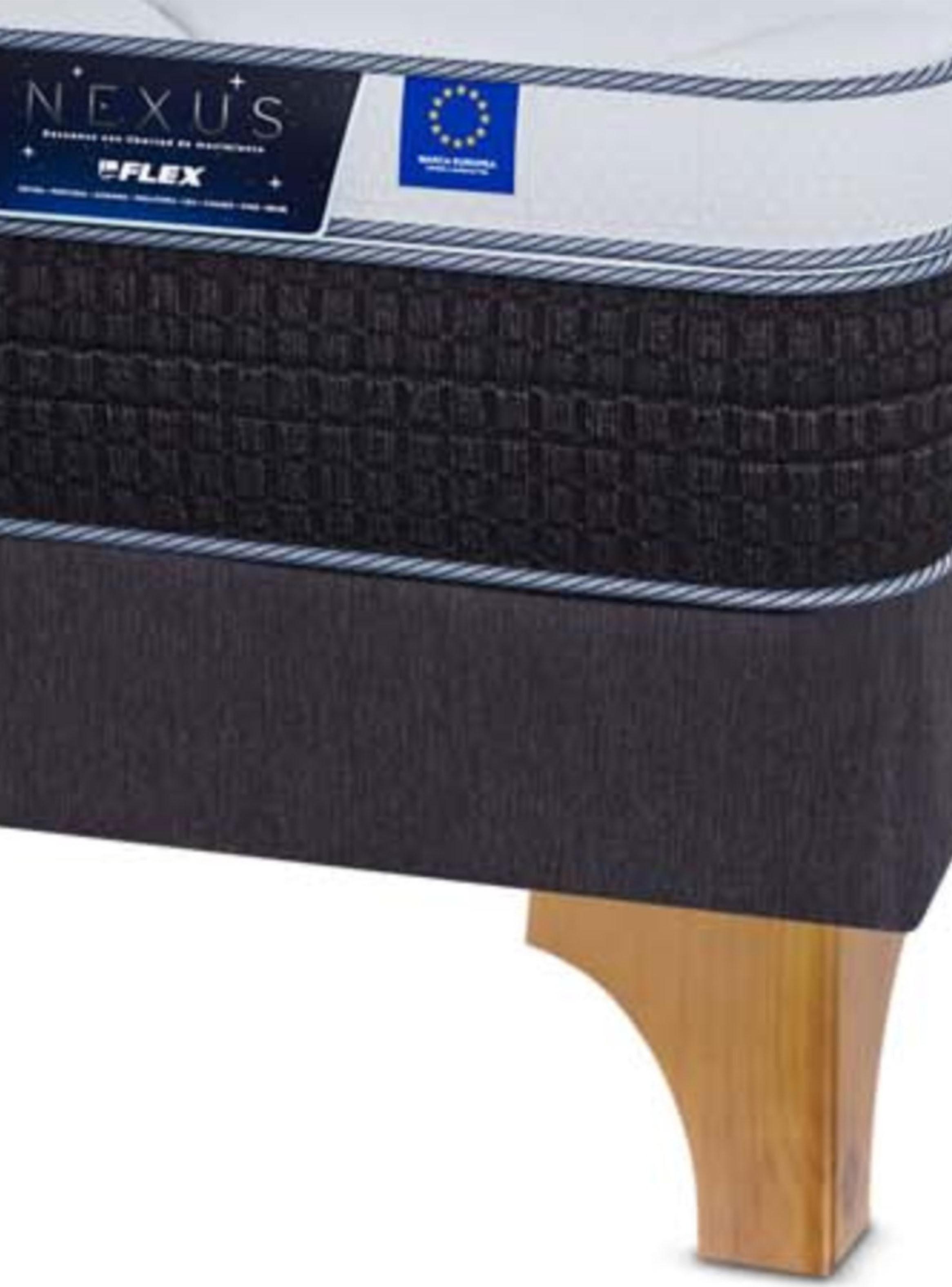 Cama Europea Nexus King + Respaldo Design Grafito + Velador Rover-4