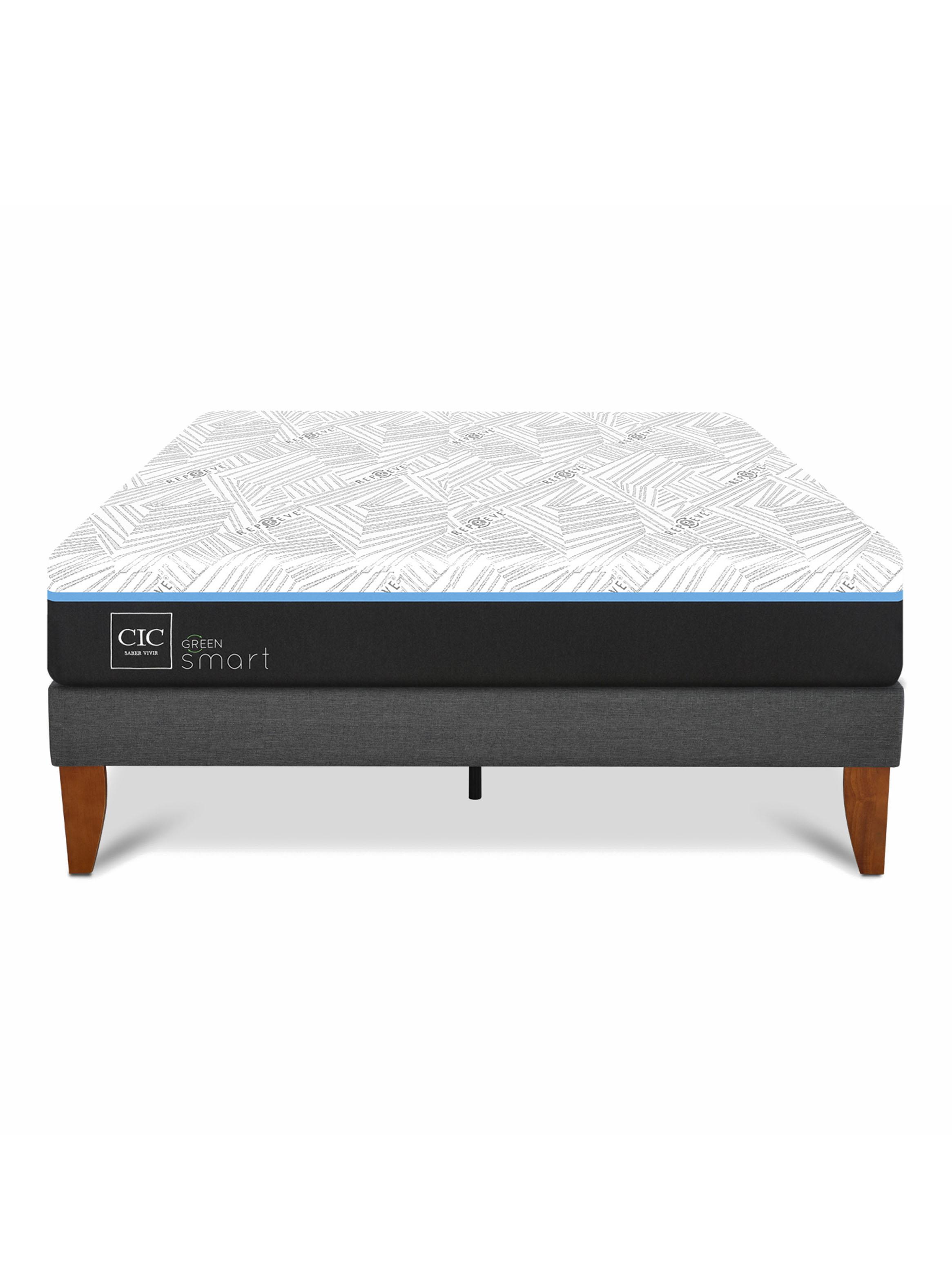 Cama Europea Box Smart Green 2 Plazas Base Normal-2