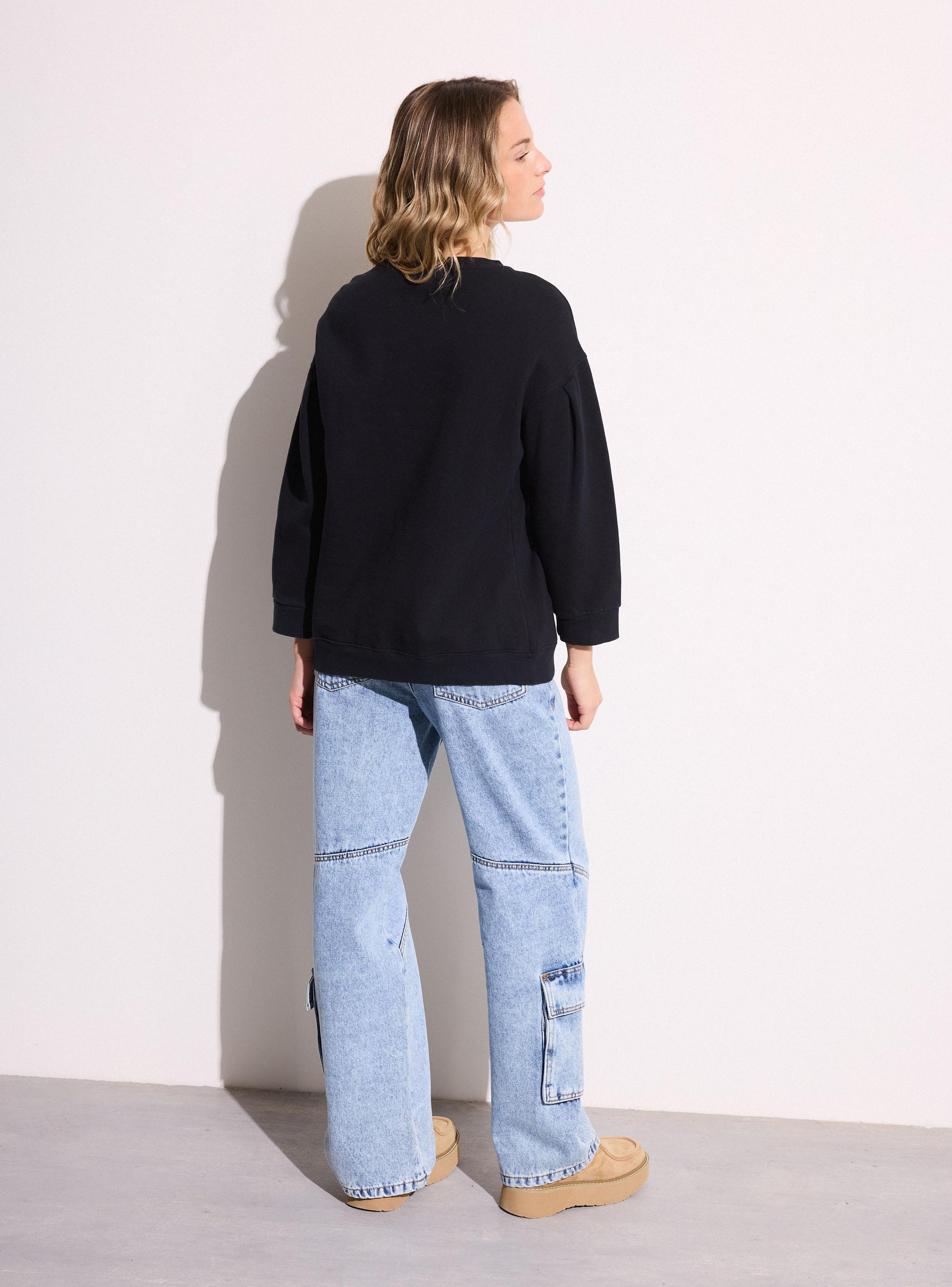 Polerón Crewneck Mangas Anchas con Pliegue-5