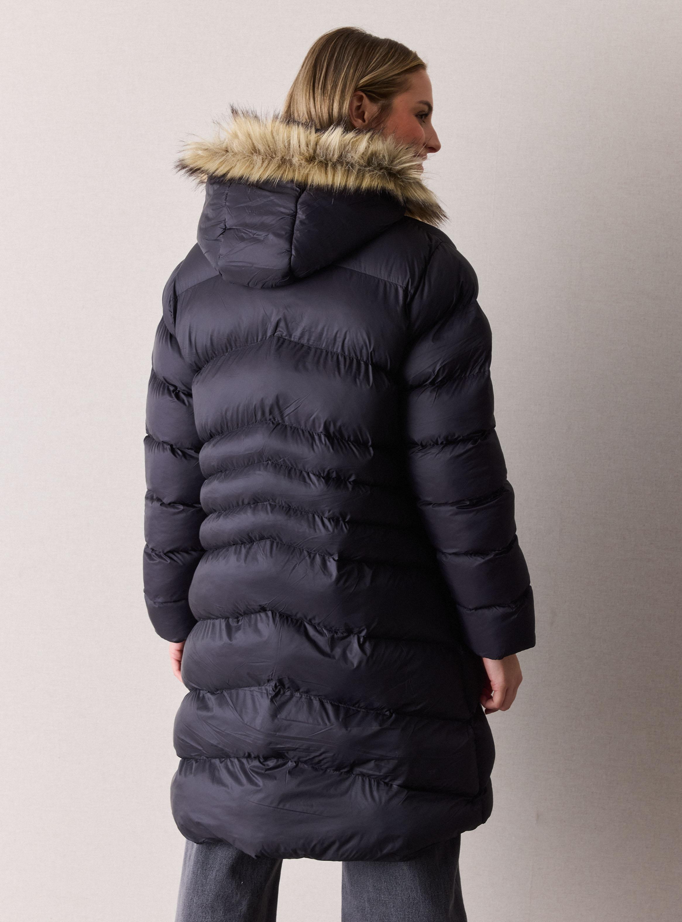 Parka Larga Gorro Desmontable Pelo Falso-1