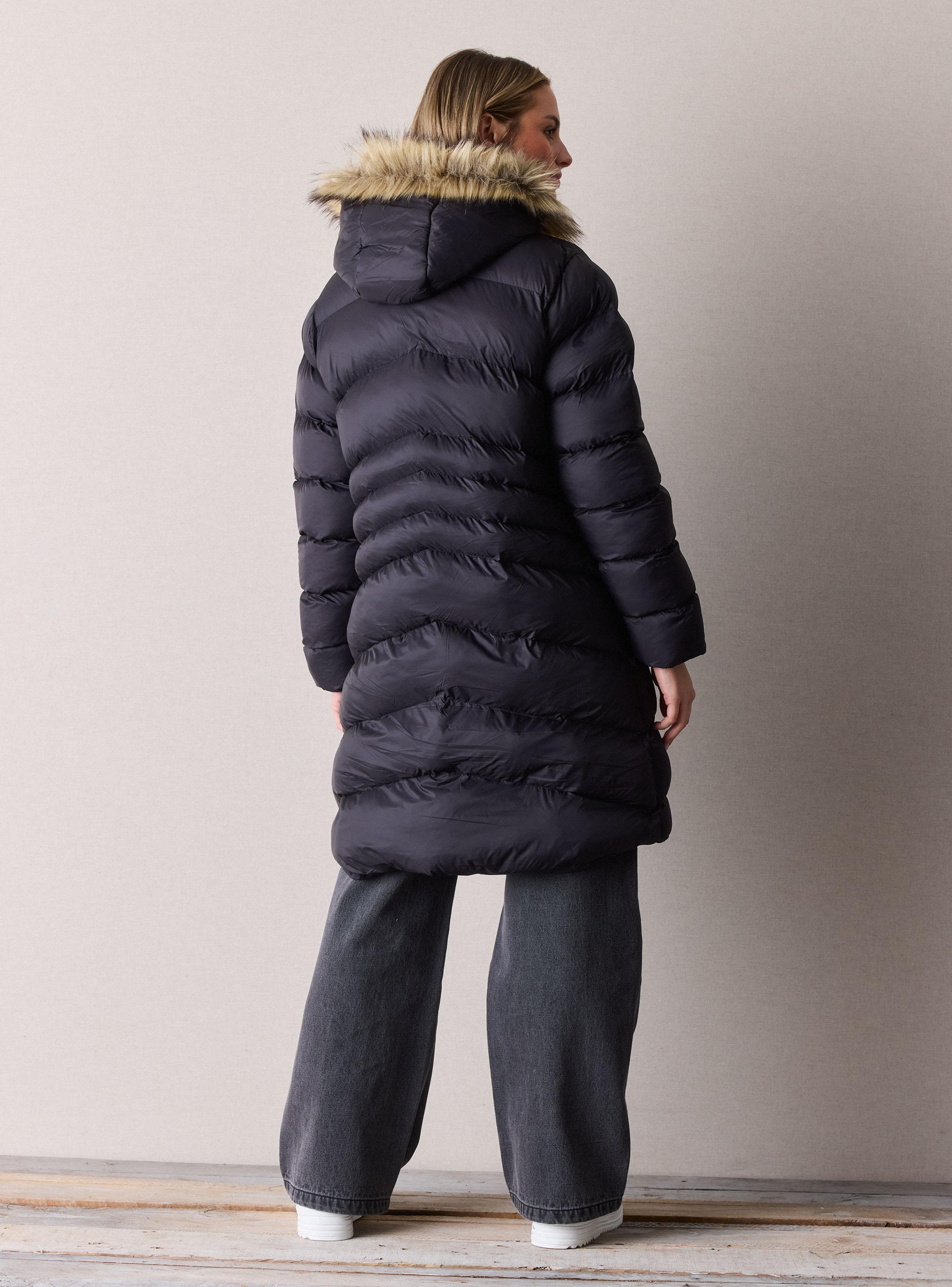 Parka Larga Gorro Desmontable Pelo Falso-5