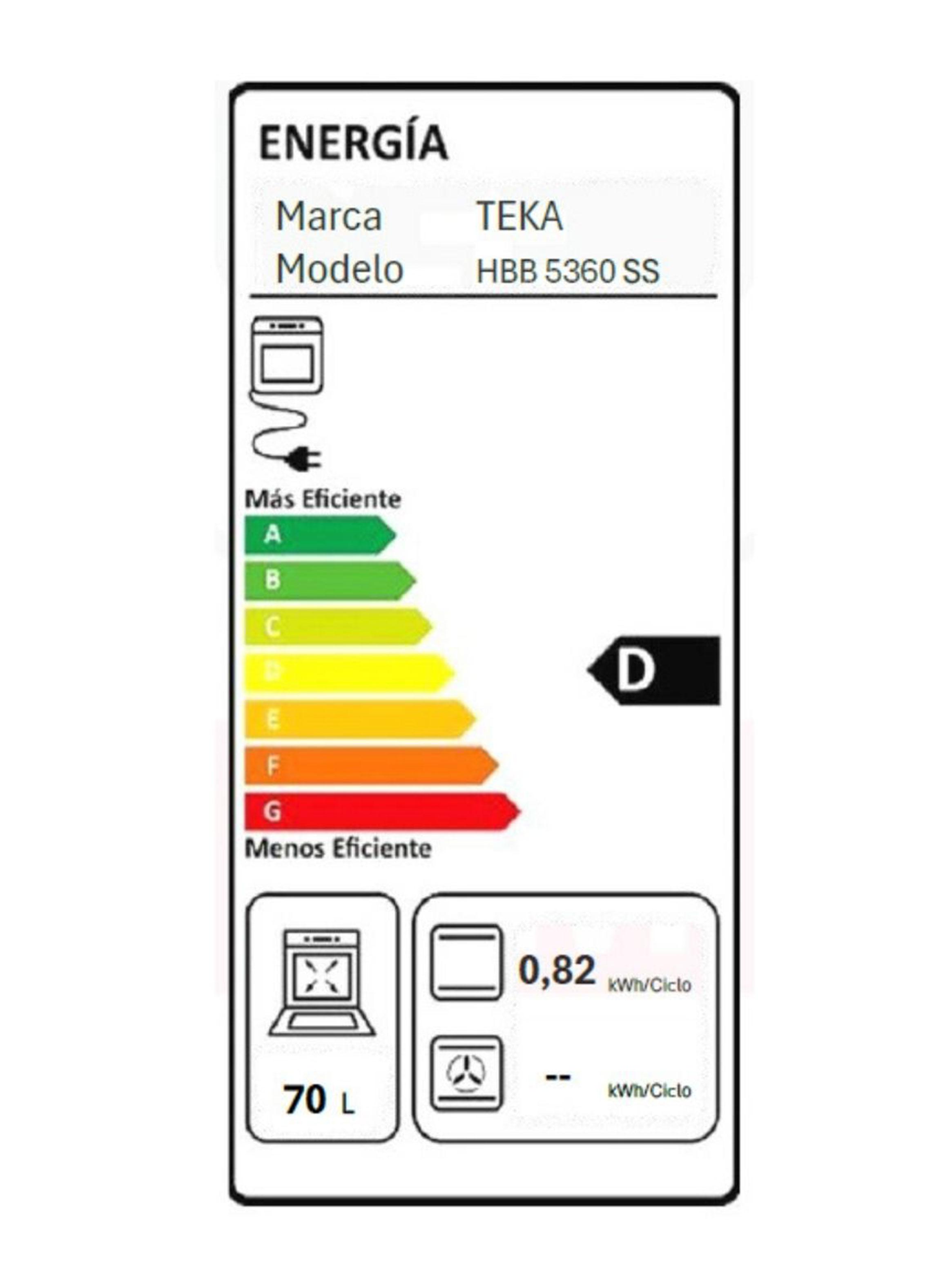 Horno Empotrable Eléctrico 70 Litros HBB-5360 SS-6