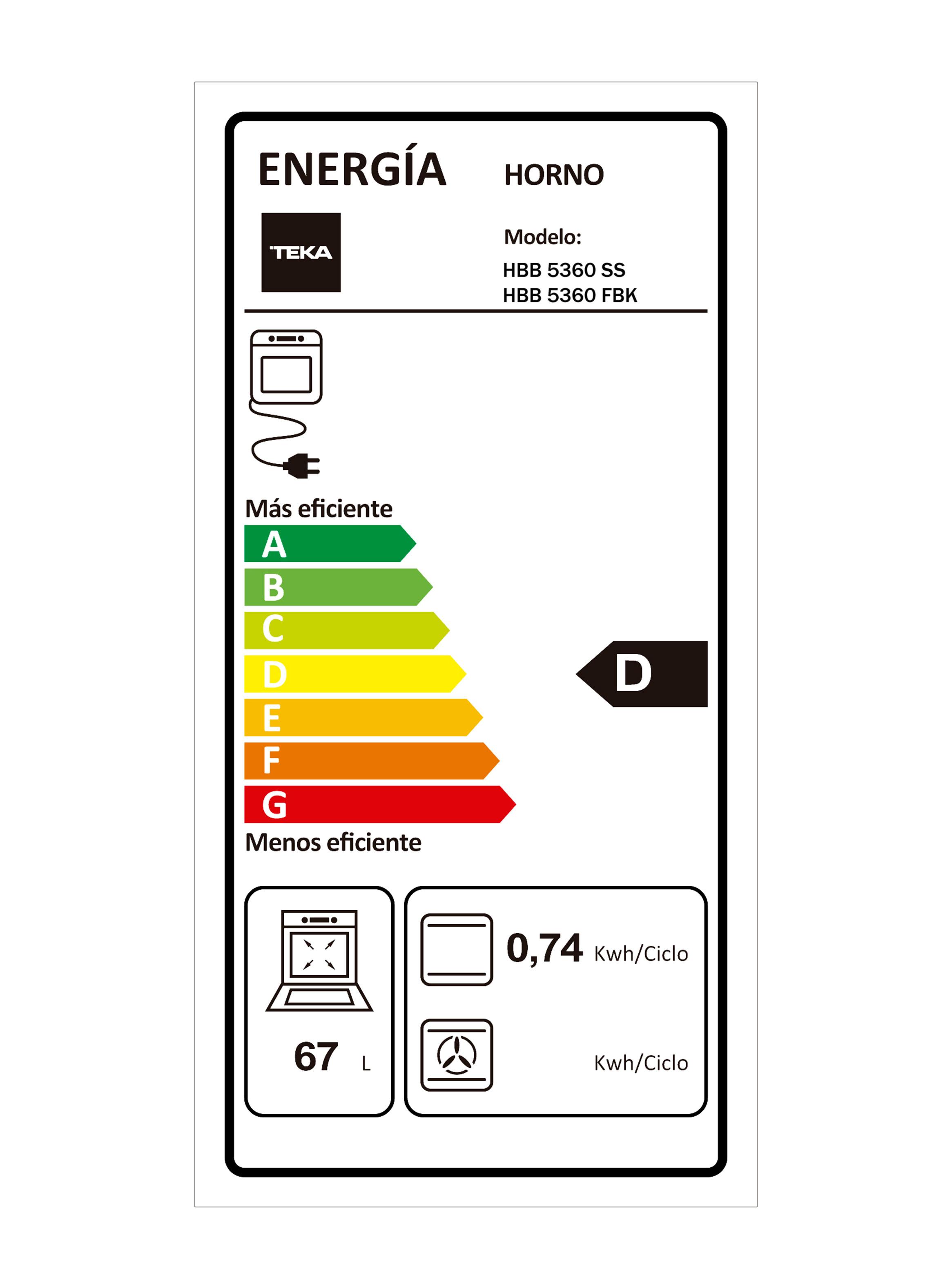 Horno Empotrable Eléctrico 67 Litros HBB5360FBK Negro-4