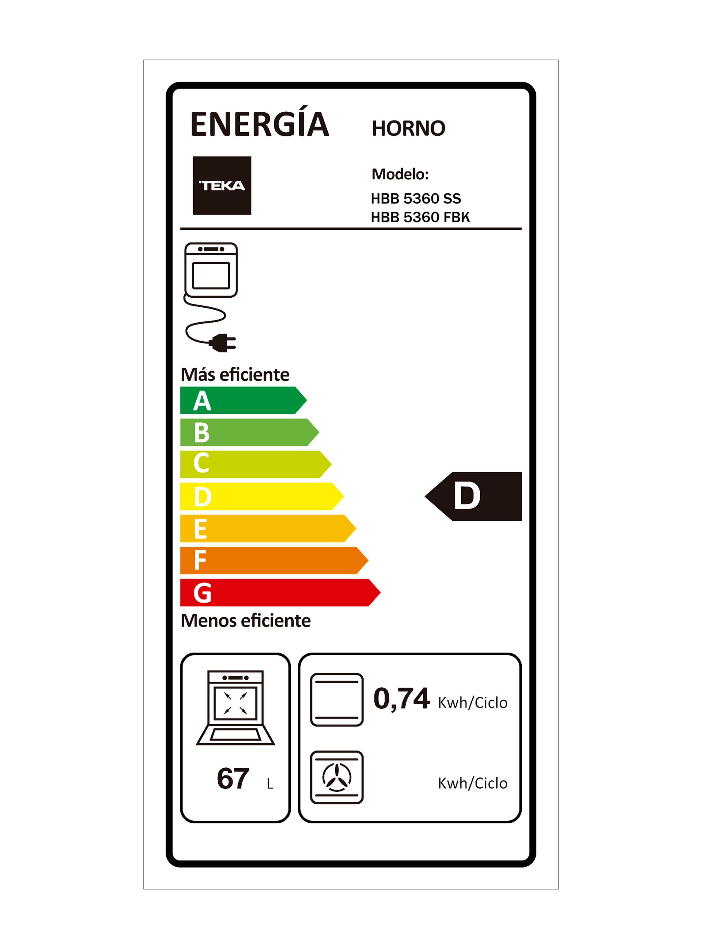 Horno Empotrable Eléctrico 67 Litros HBB5360FBK Negro-5