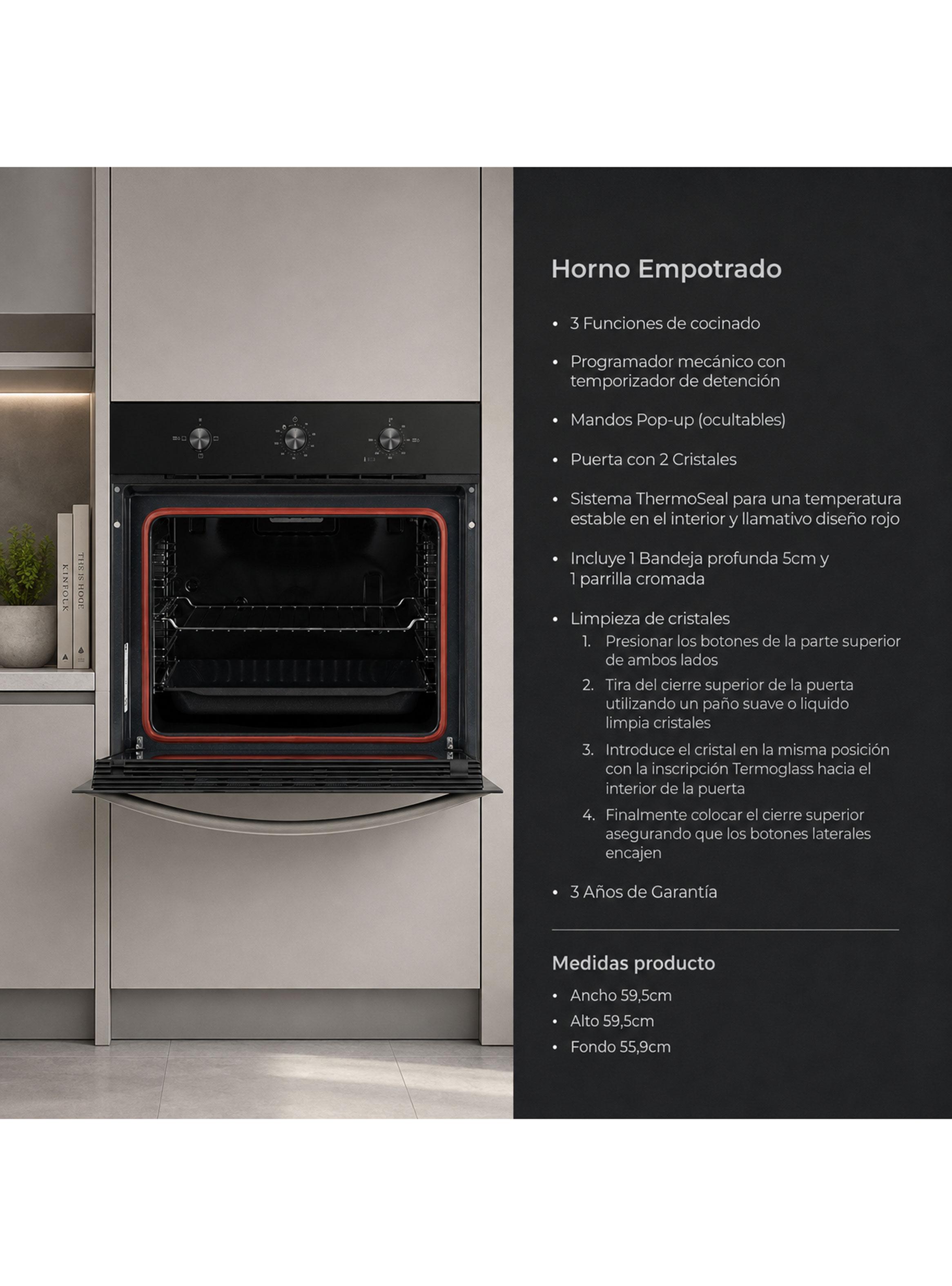 Horno Empotrable Eléctrico 67 Litros HBB5360FBK Negro-2