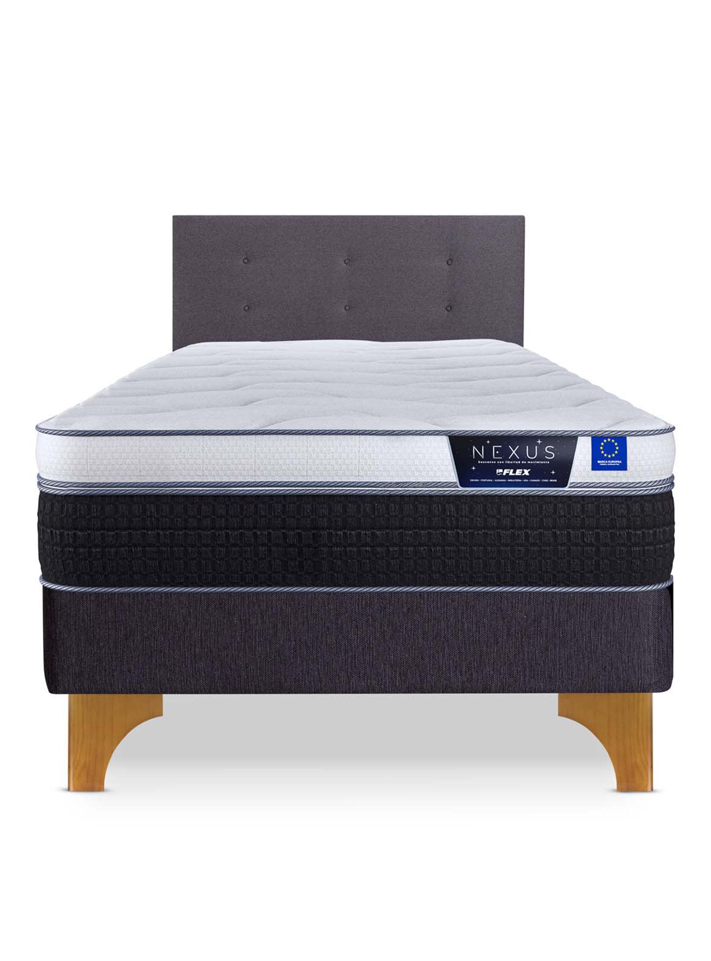Cama Europea Nexus 1.5 Plazas Box + Respaldo Royal Grafito-2