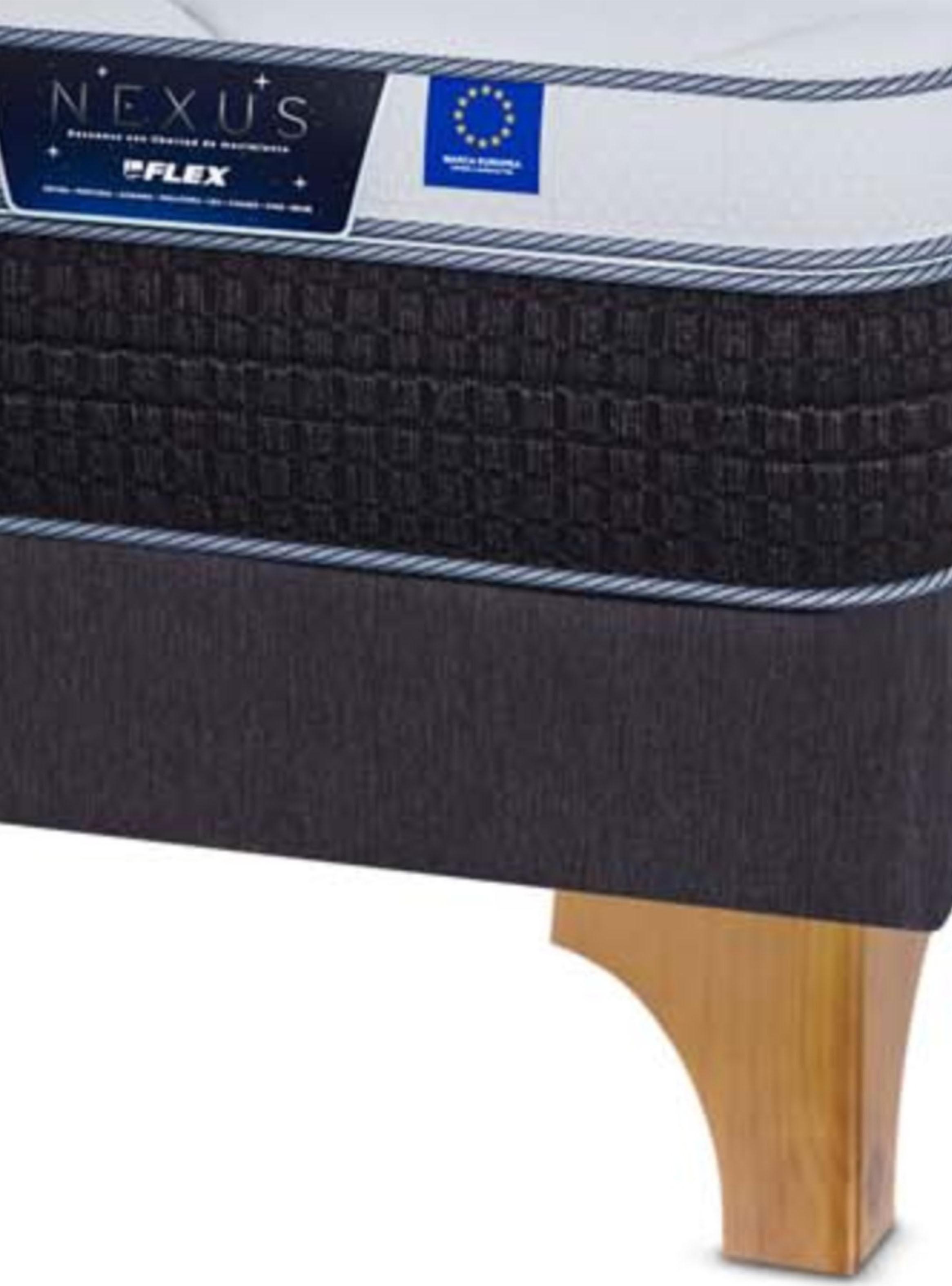Cama Europea Nexus 1.5 Plazas Box + Respaldo Royal Grafito + Velador Rock-4