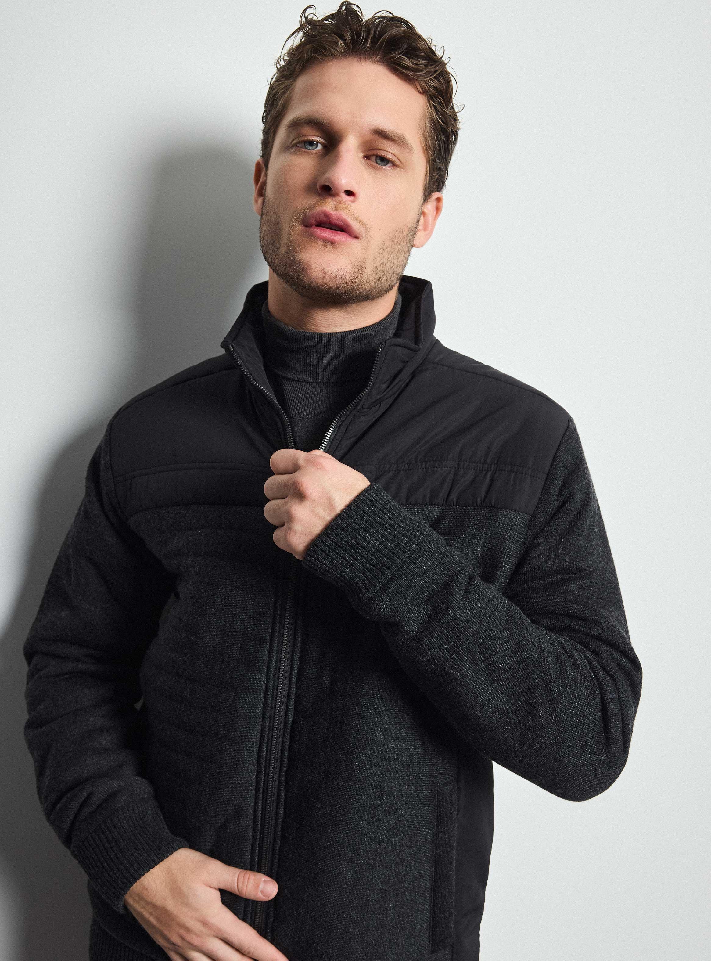 Chaqueta Mezcla Telas Full Zipper-3