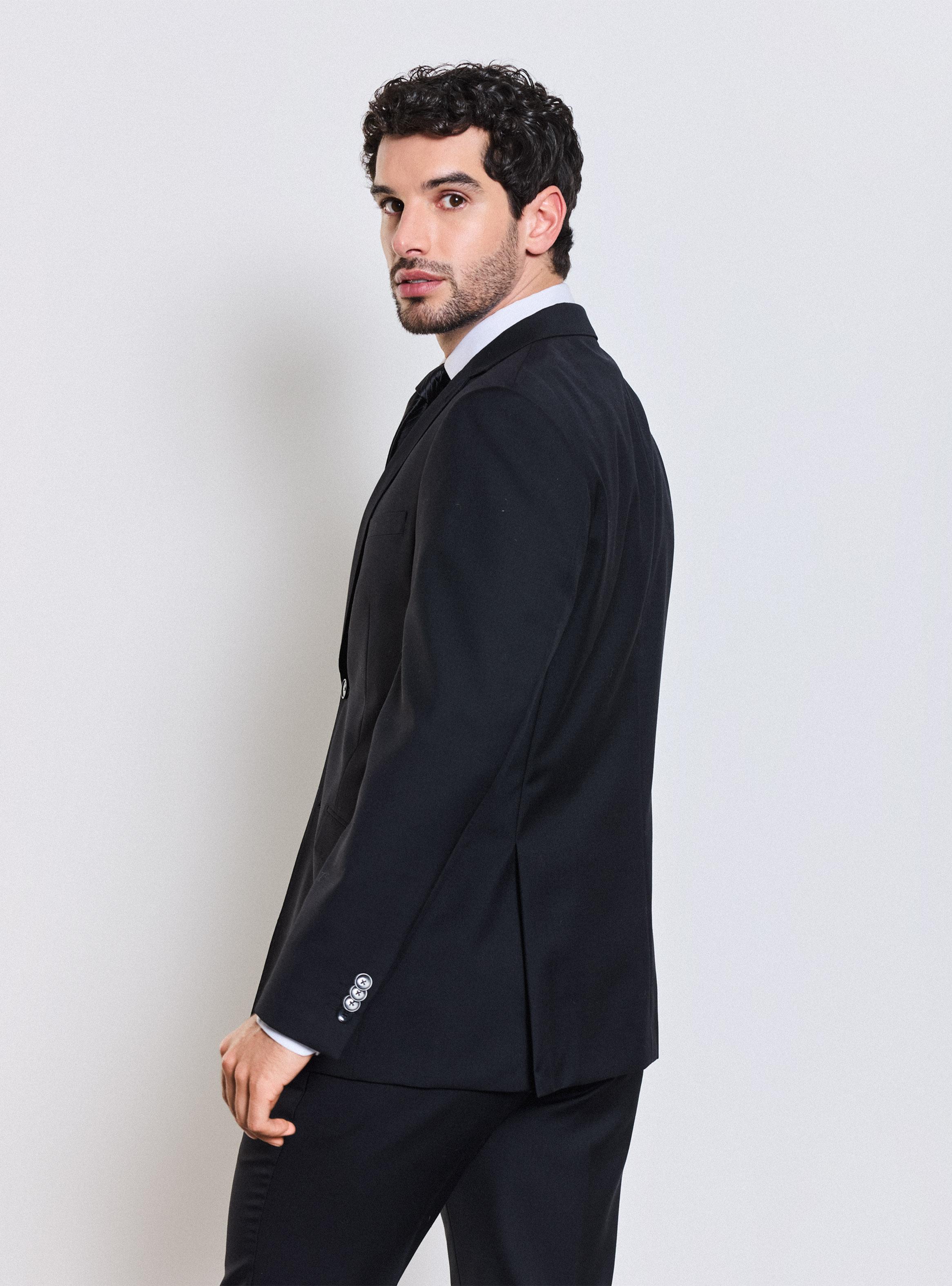 Traje Recto 100% Lana Lisa Slim Fit-1