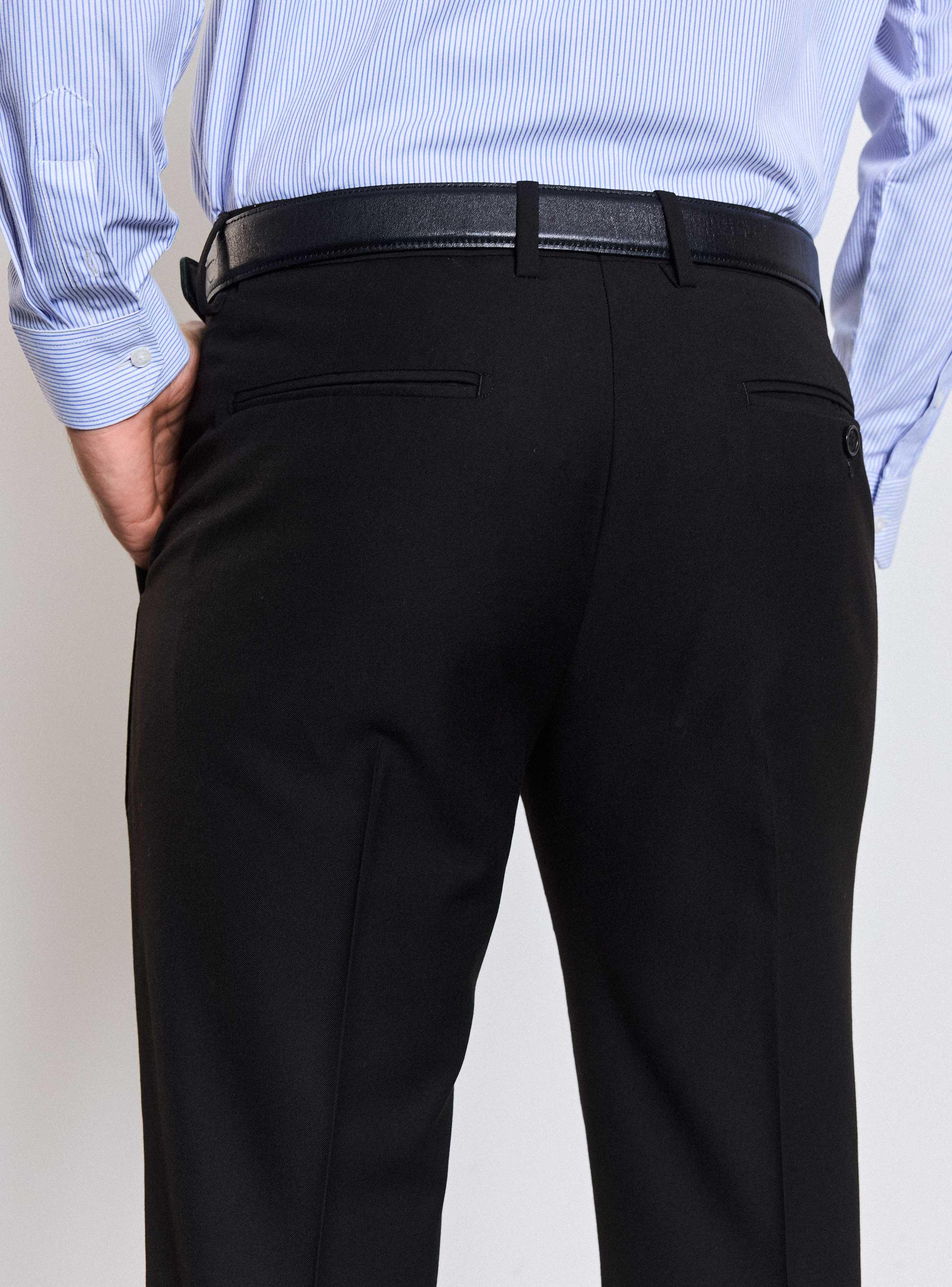Pantalón Vestir Slim Fit Lana Polyester Negro-3