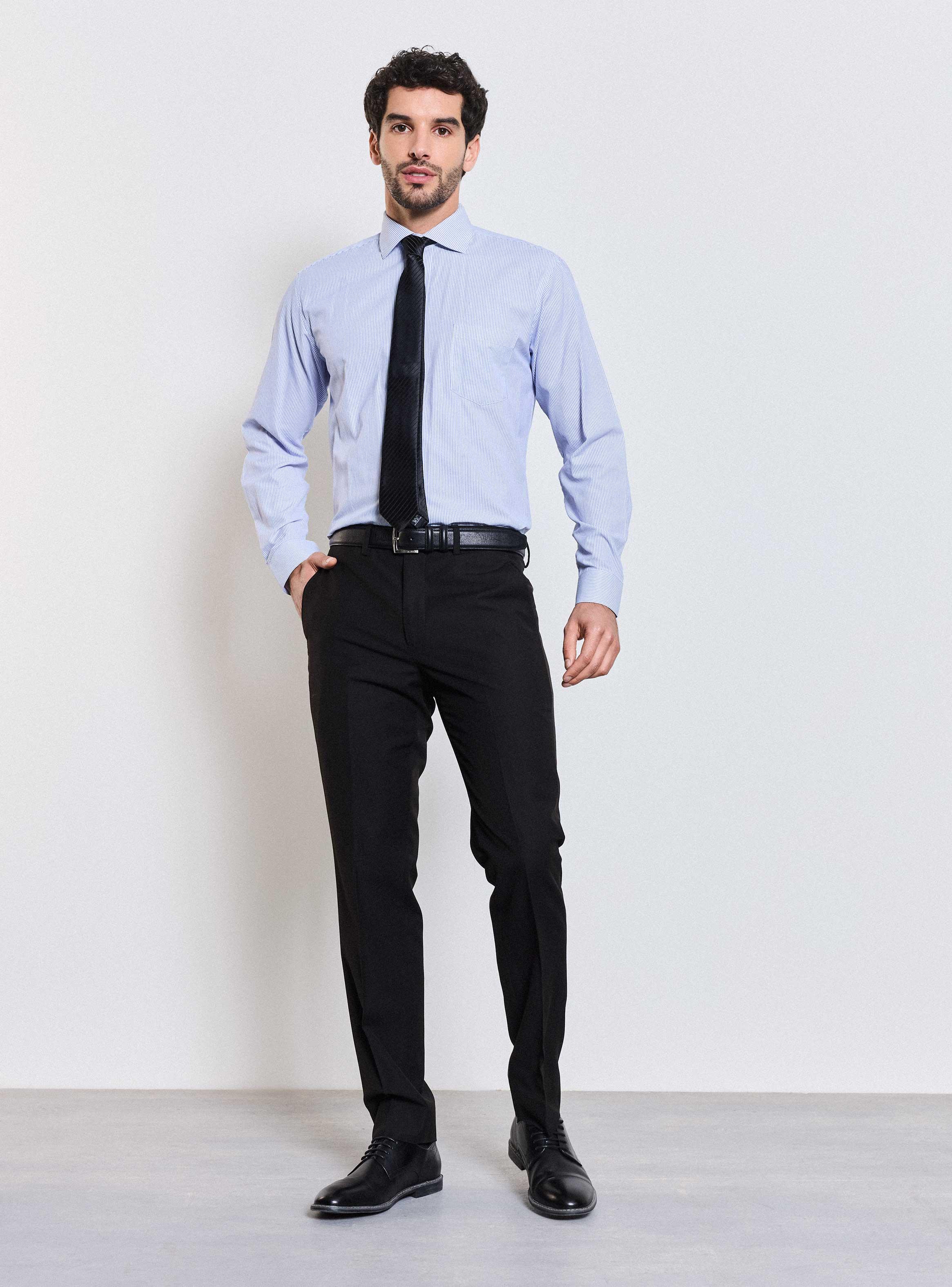 Pantalón Vestir Slim Fit Lana Polyester Negro-4