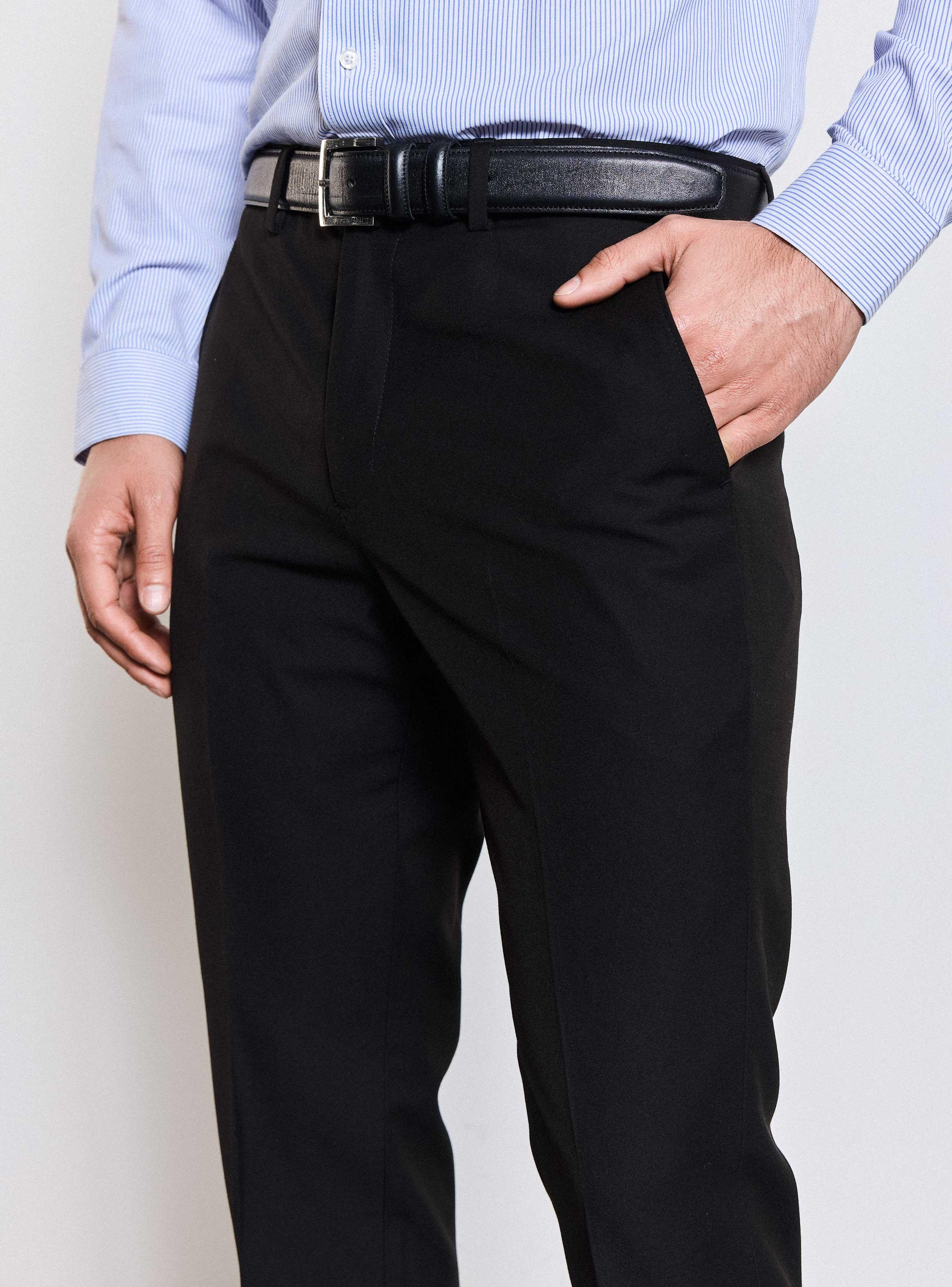 Pantalón Vestir Slim Fit Lana Polyester Negro-2
