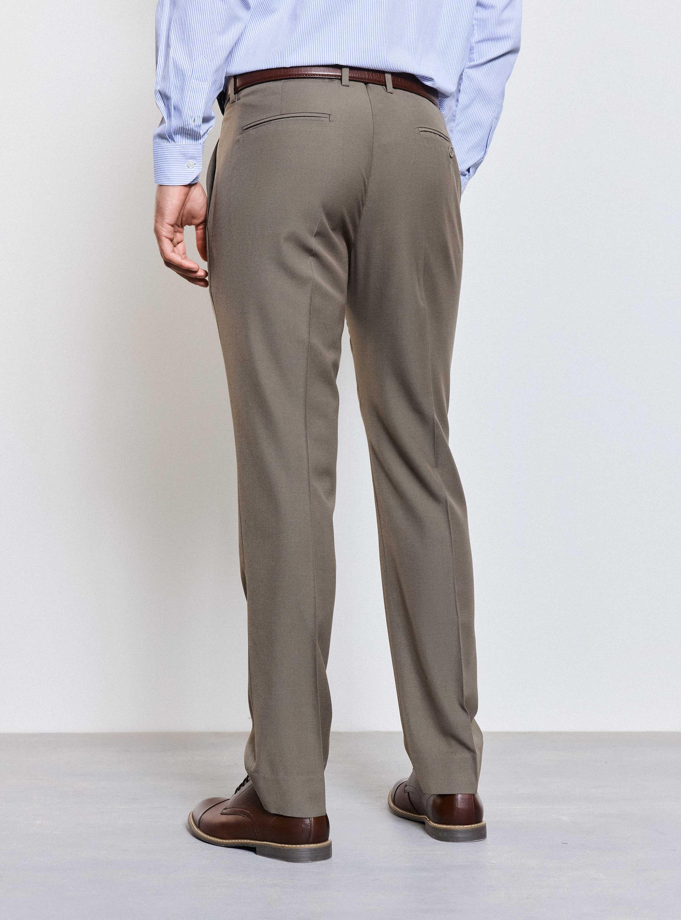 Pantalón Vestir Slim Fit Lana Polyester Beige Medio-1