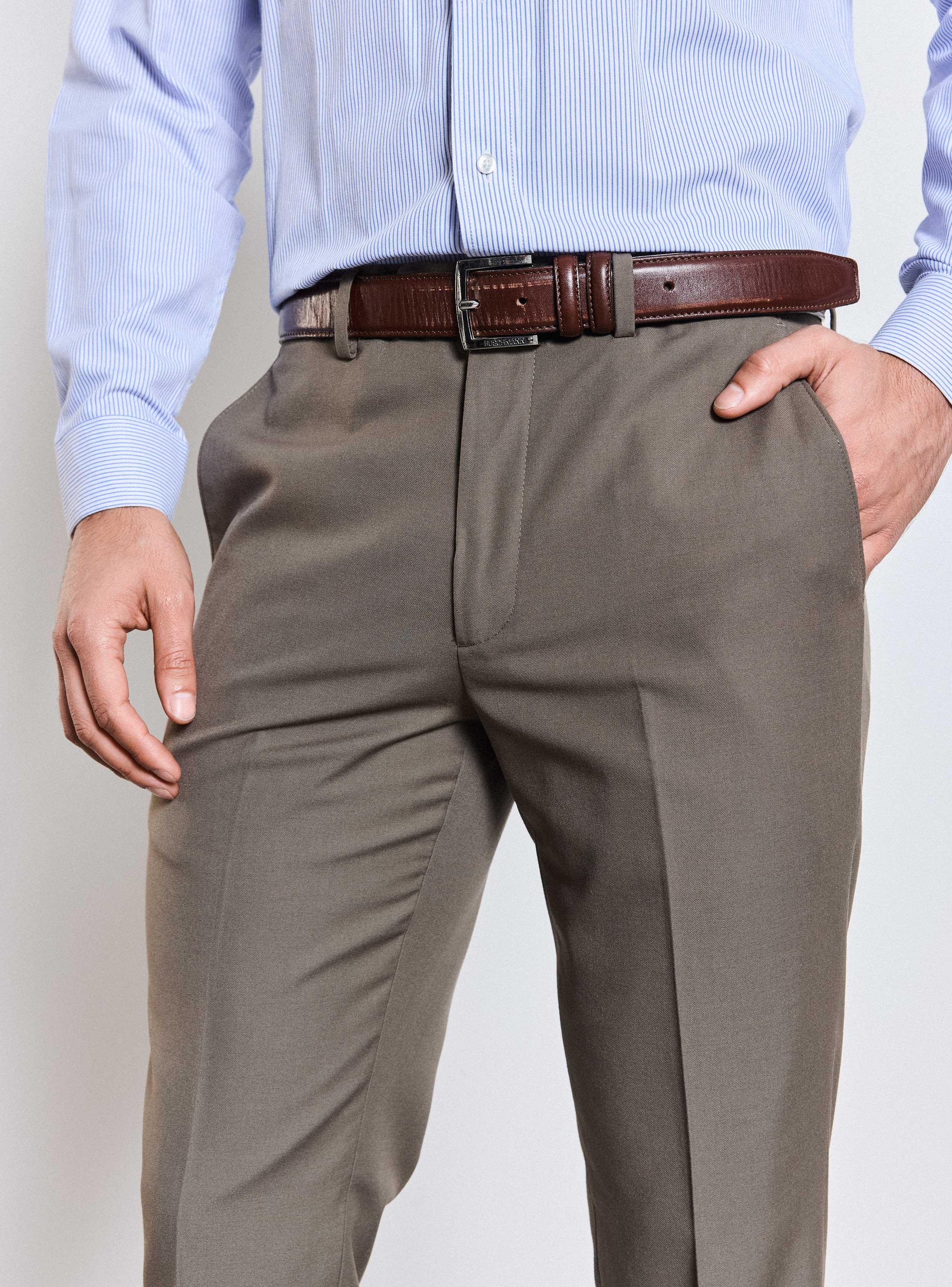 Pantalón Vestir Slim Fit Lana Polyester Beige Medio-2