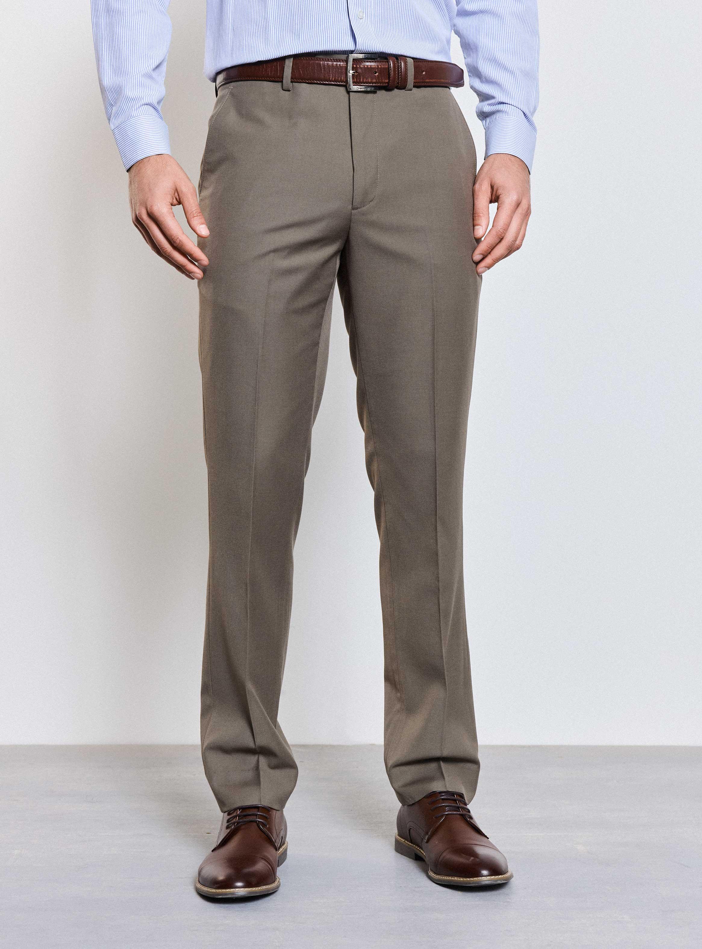 Pantalón Vestir Slim Fit Lana Polyester Beige Medio-0